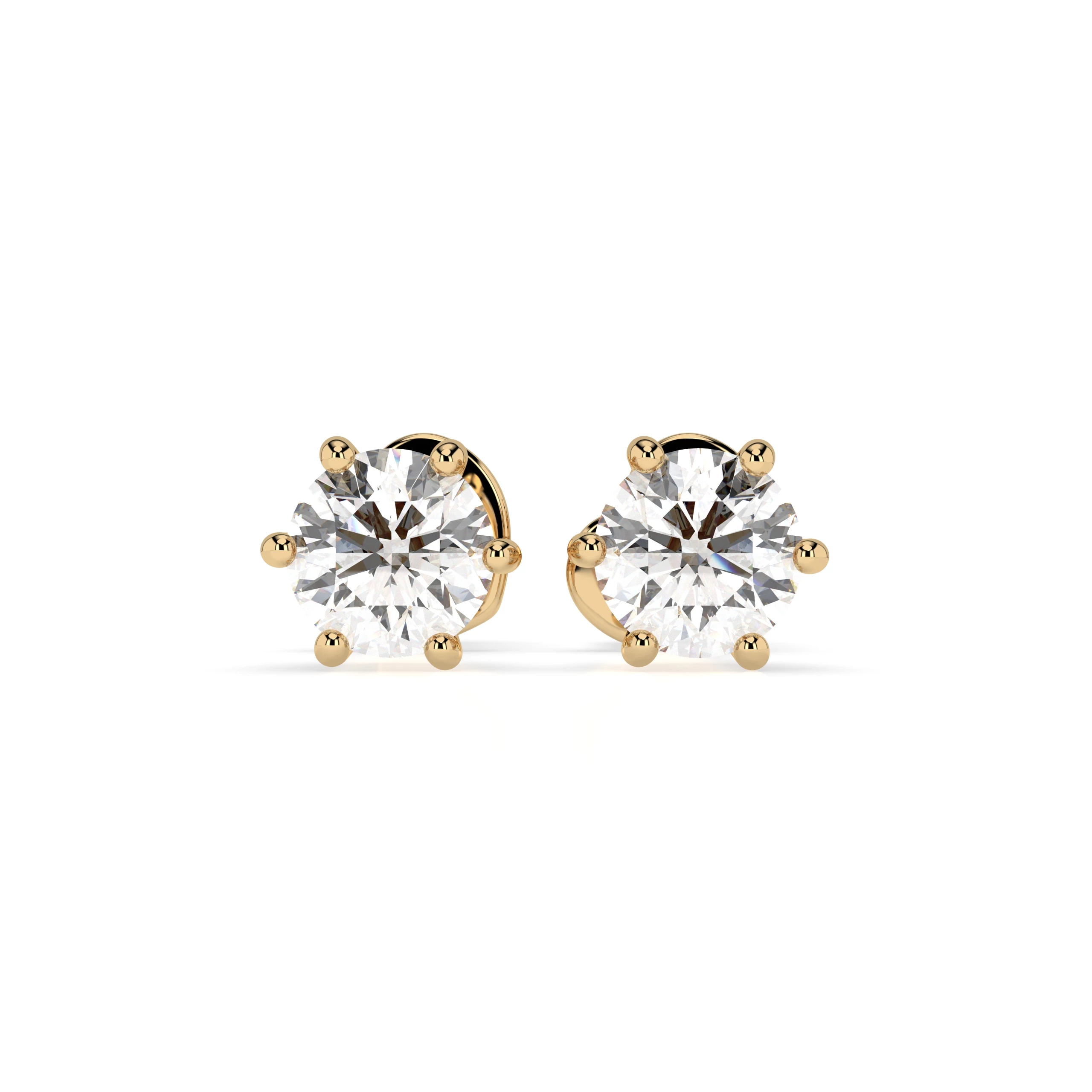 Boucles d'oreilles Éclat Doré Solitaire avec fermoir papillon ronde 0,6 ct · 4,2 mm — vue 4