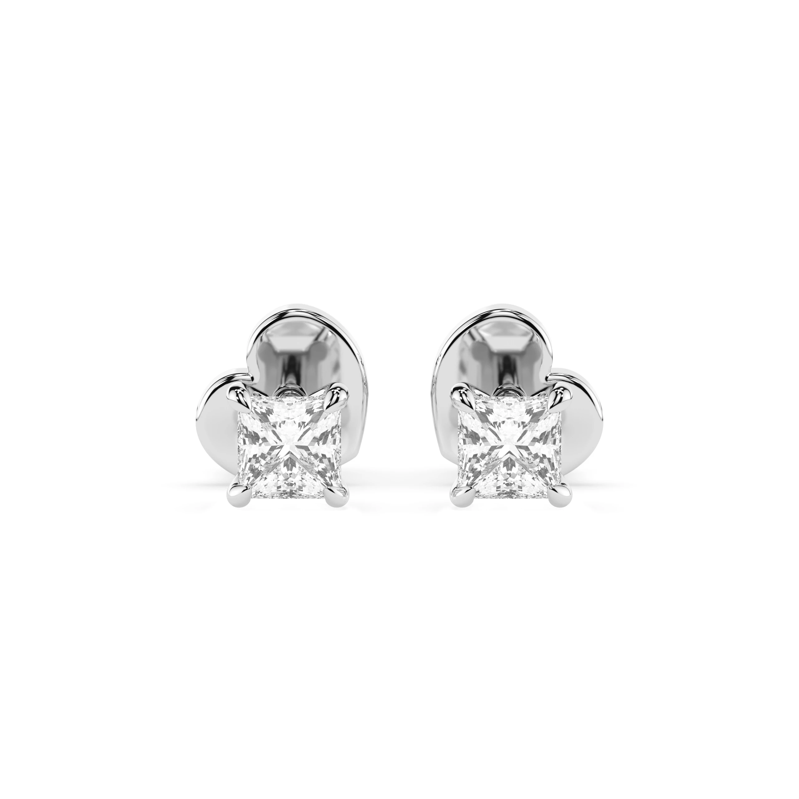 Boucles d'oreilles Rayon Éternel Solitaire avec fermoir papillon princesse 0,34 ct · 3,0 mm — vue 1