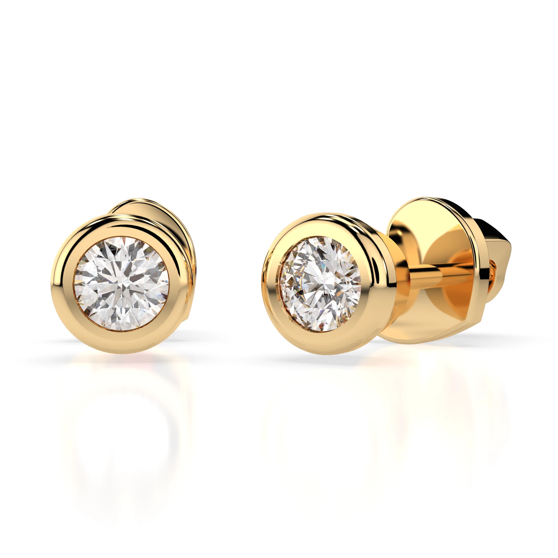 Boucles d'oreilles Aurore Cristalline Solitaire avec fermoir papillon ronde 0,3 ct · 3,4 mm — vue 4