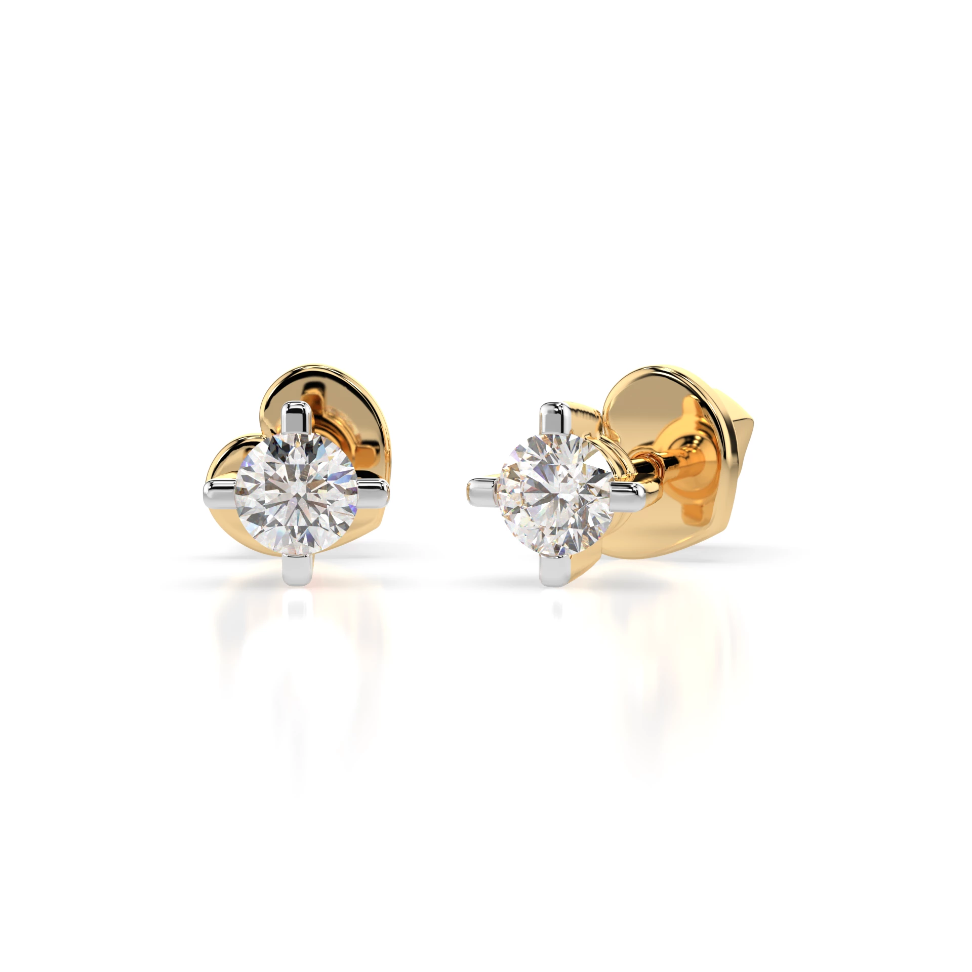 Boucles d'oreilles Horizon Infini Solitaire avec fermoir papillon ronde 0,2 ct · 3,0 mm — vue 4
