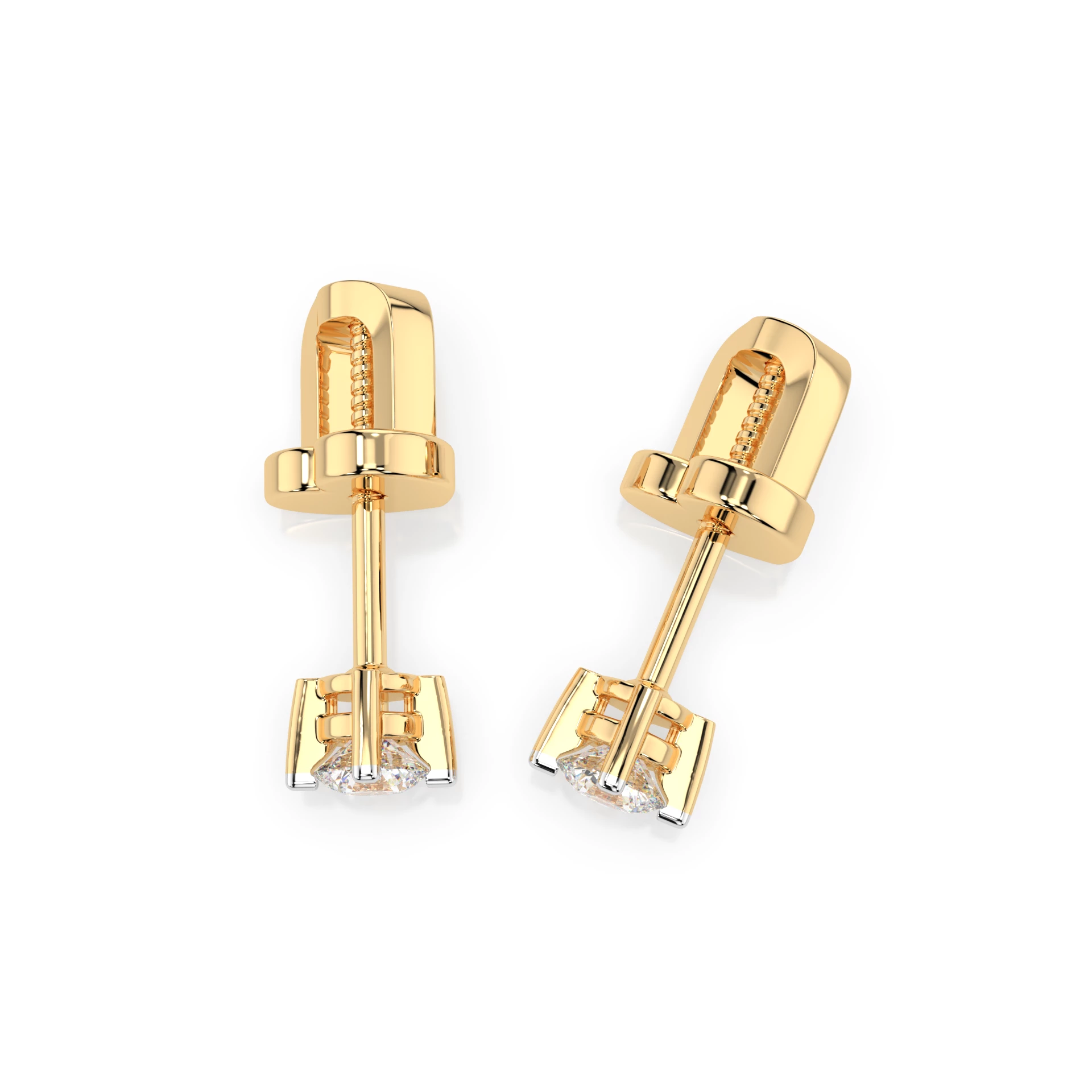 Boucles d'oreilles Horizon Infini Solitaire avec fermoir papillon ronde 0,2 ct · 3,0 mm — vue 5