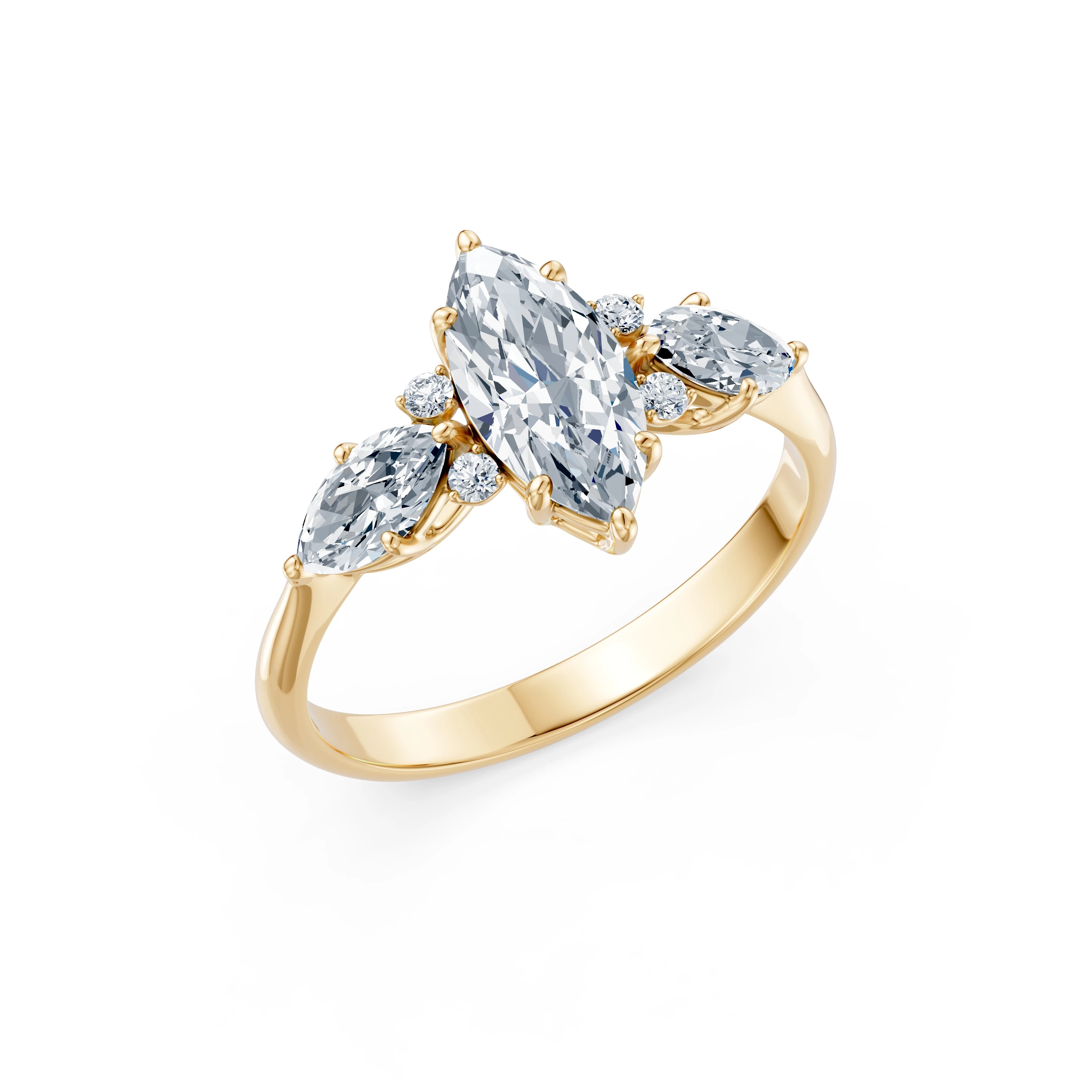 Bague Harmonie Dorée Solitaire Éternité marquise 1 ct — vue 4