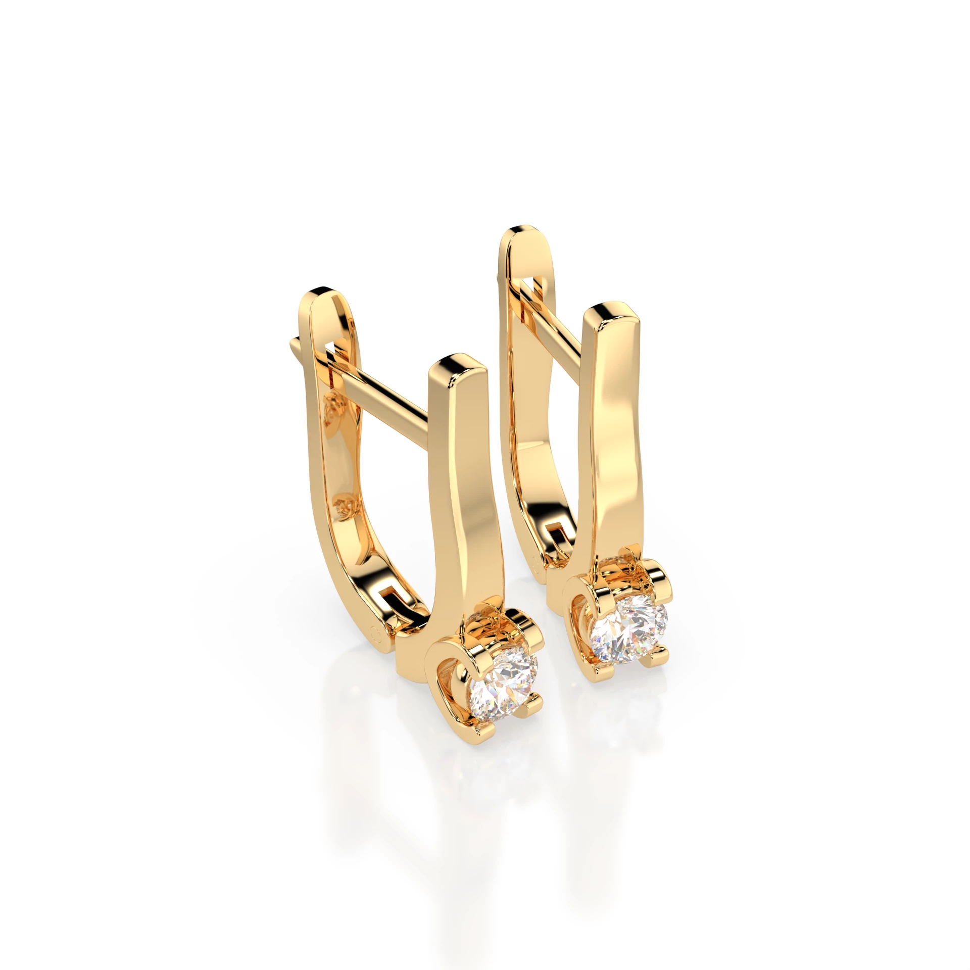 Boucles d'oreilles Nébuleuse Sublime Solitaire avec fermoir anglais ronde 0,2 ct · 3,0 mm — vue 4