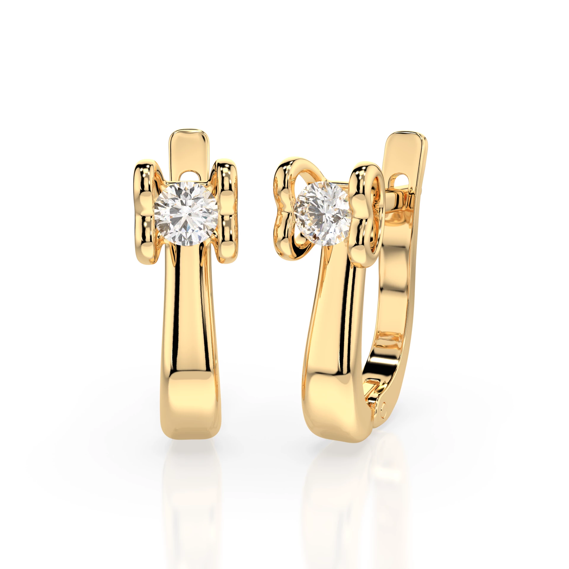 Boucles d'oreilles Crépuscule Étoilé Solitaire avec fermoir anglais ronde 0,2 ct · 3,0 mm — vue 6