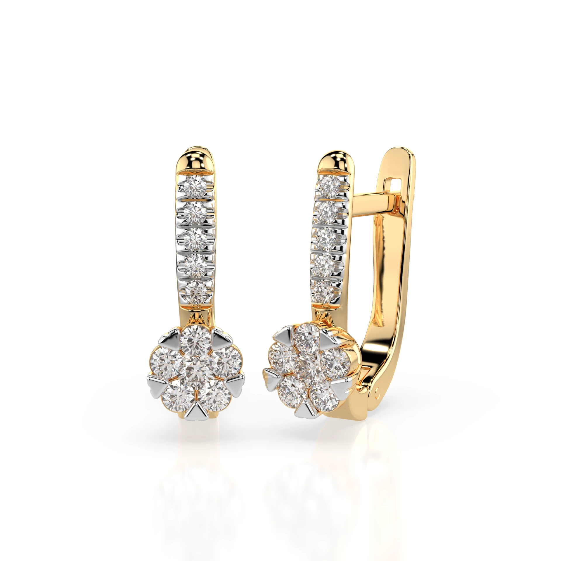 Boucles d'oreilles Comète Lumineuse Illusion ronde 0,06 ct — vue 6