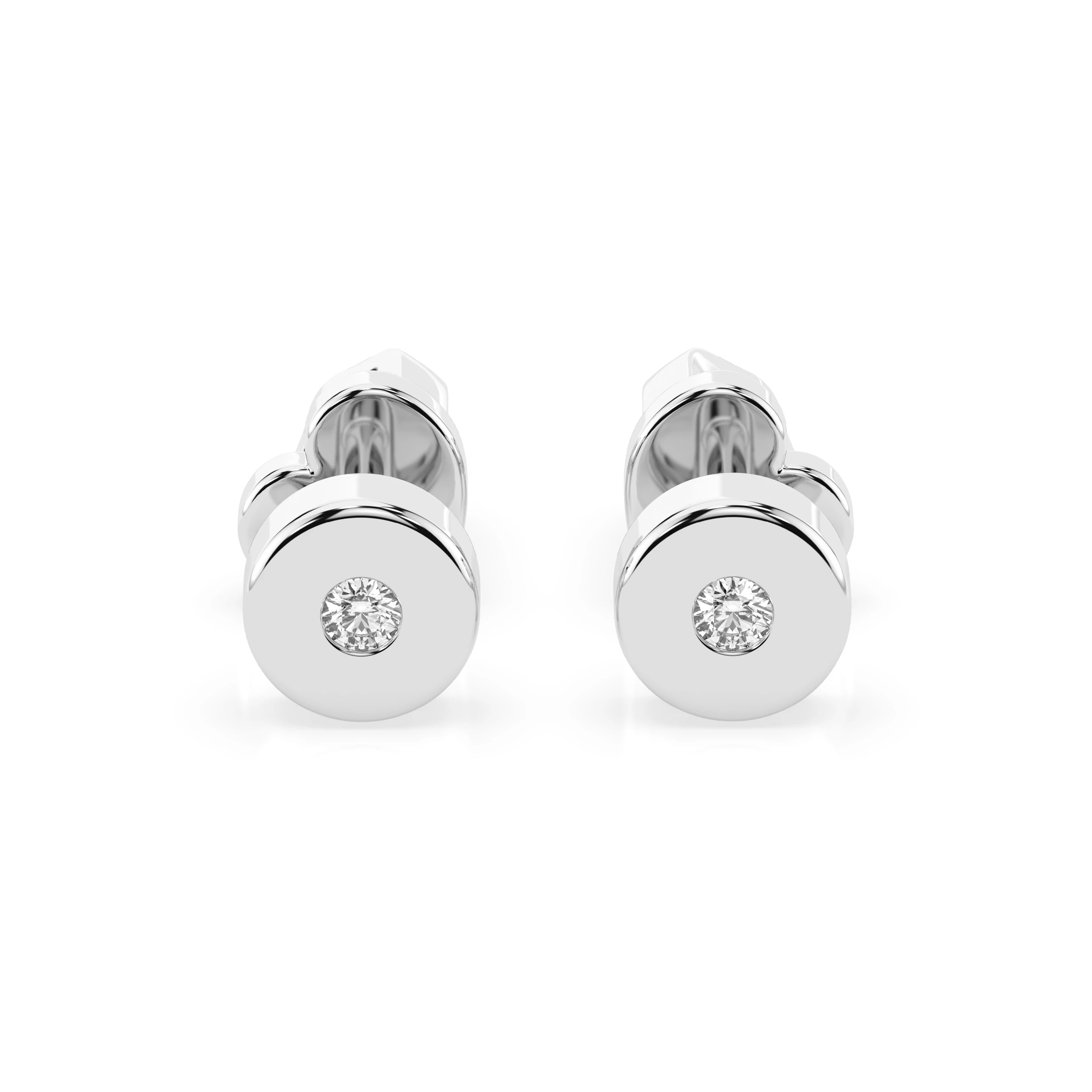 Boucles d'oreilles Ciel Étoilé Solitaire avec fermoir papillon ronde 0,04 ct — vue 1