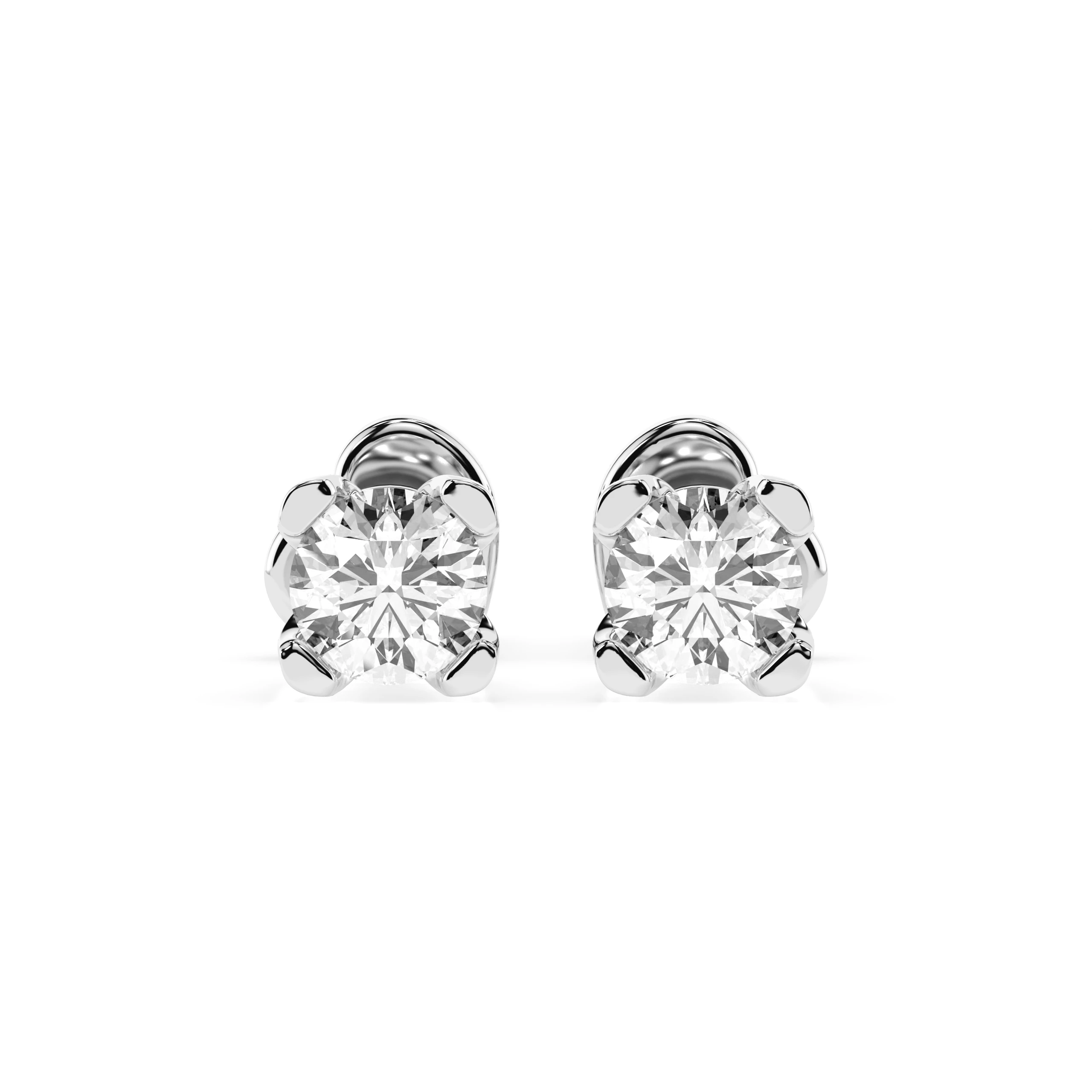 Boucles d'oreilles Orbite Dorée Solitaire avec fermoir papillon ronde 0,6 ct · 4,2 mm — vue 1