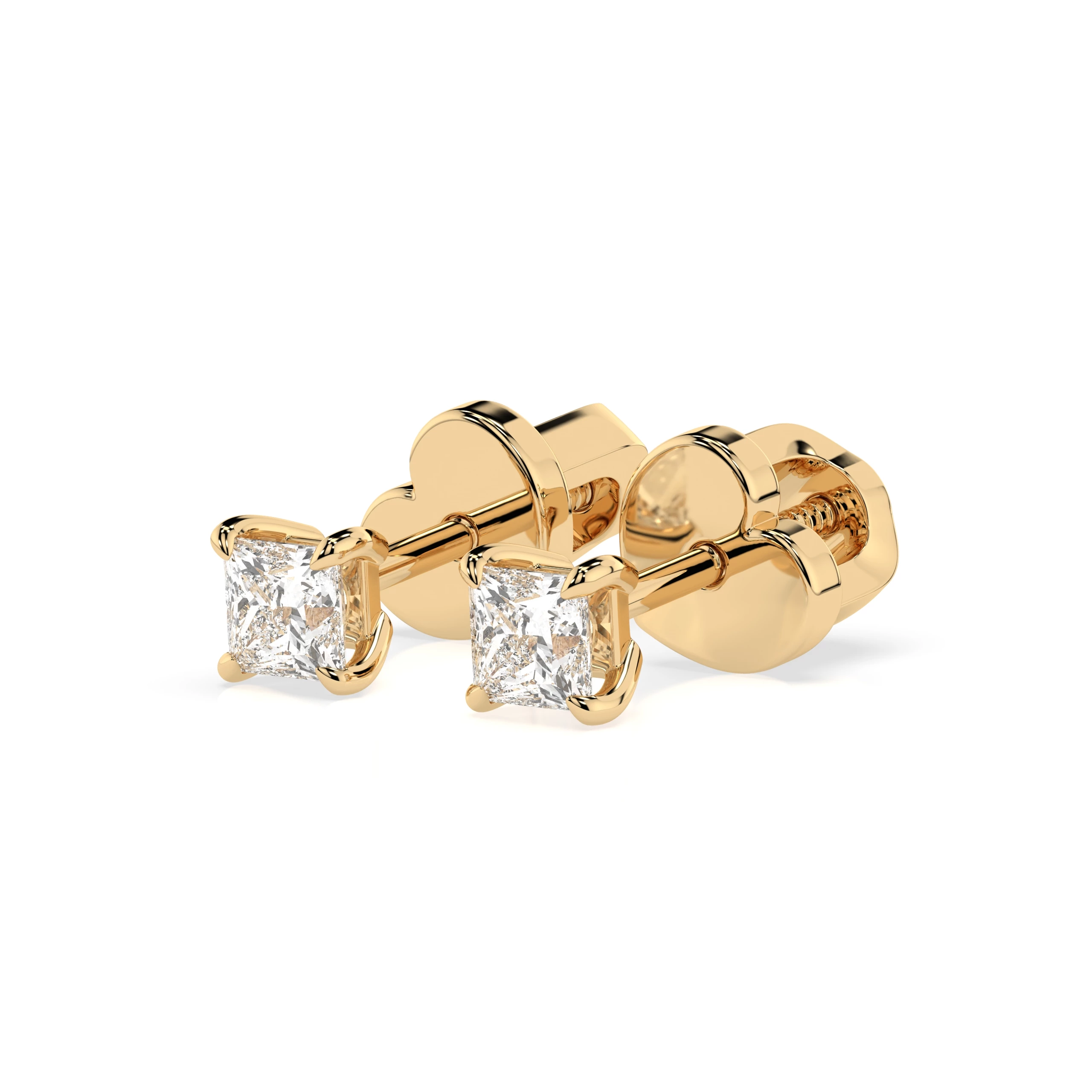 Boucles d'oreilles Comète Impériale Solitaire avec fermoir papillon princesse 0,2 ct · 2,5 mm — vue 6