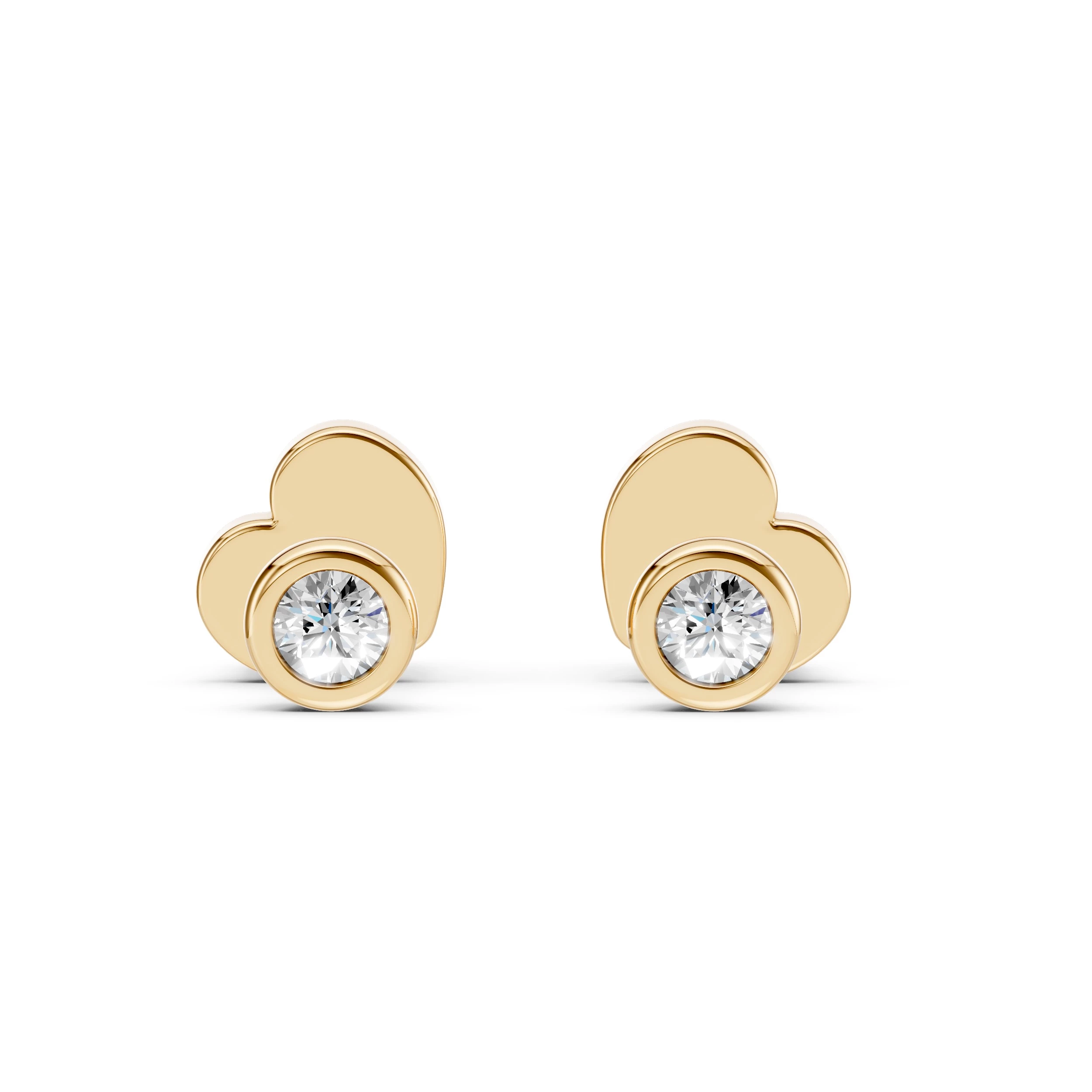 Boucles d'oreilles Zénith Infini Solitaire avec fermoir papillon ronde 0,1 ct · 2,3 mm — vue 4