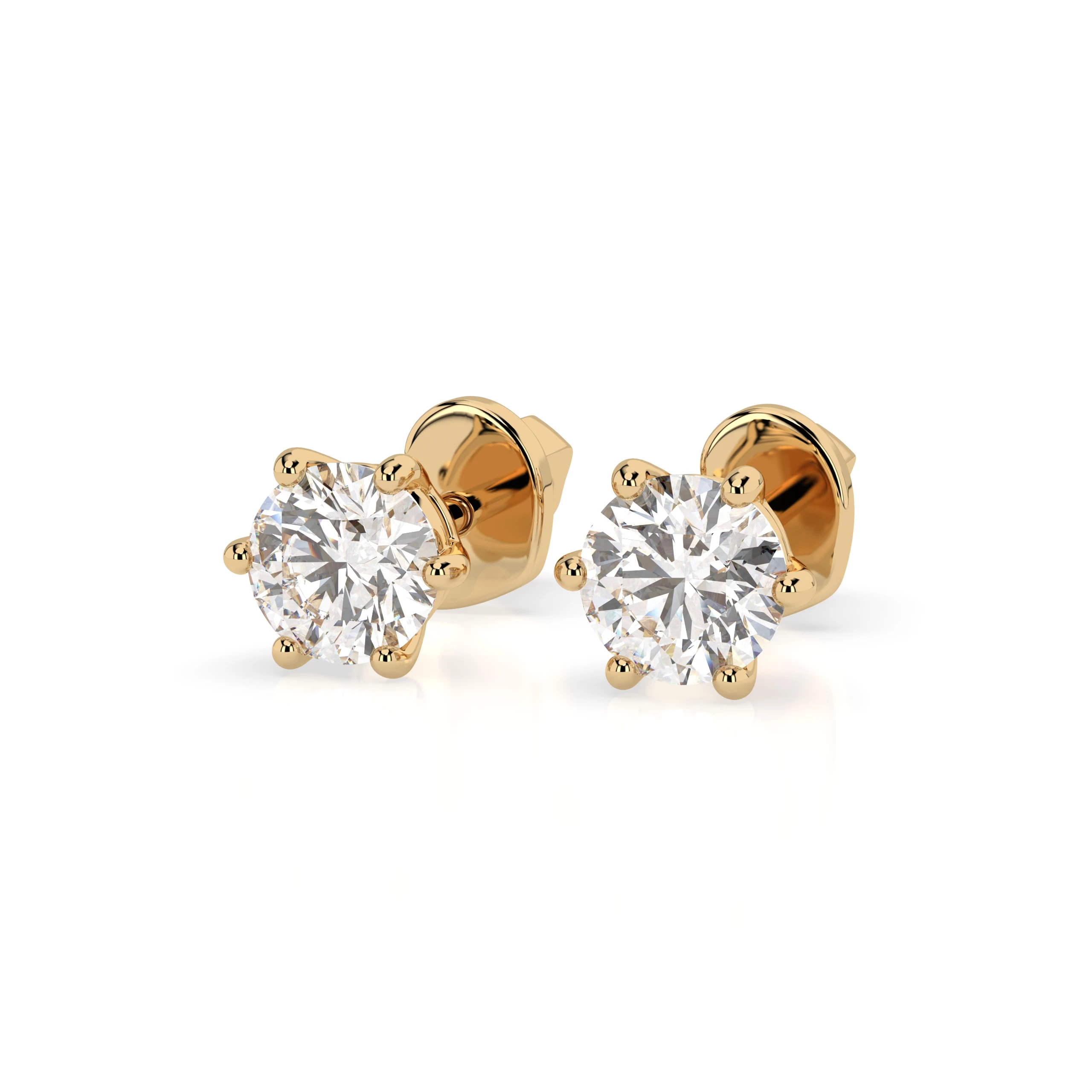 Boucles d'oreilles Éclat Doré Solitaire avec fermoir papillon ronde 0,6 ct · 4,2 mm — vue 6