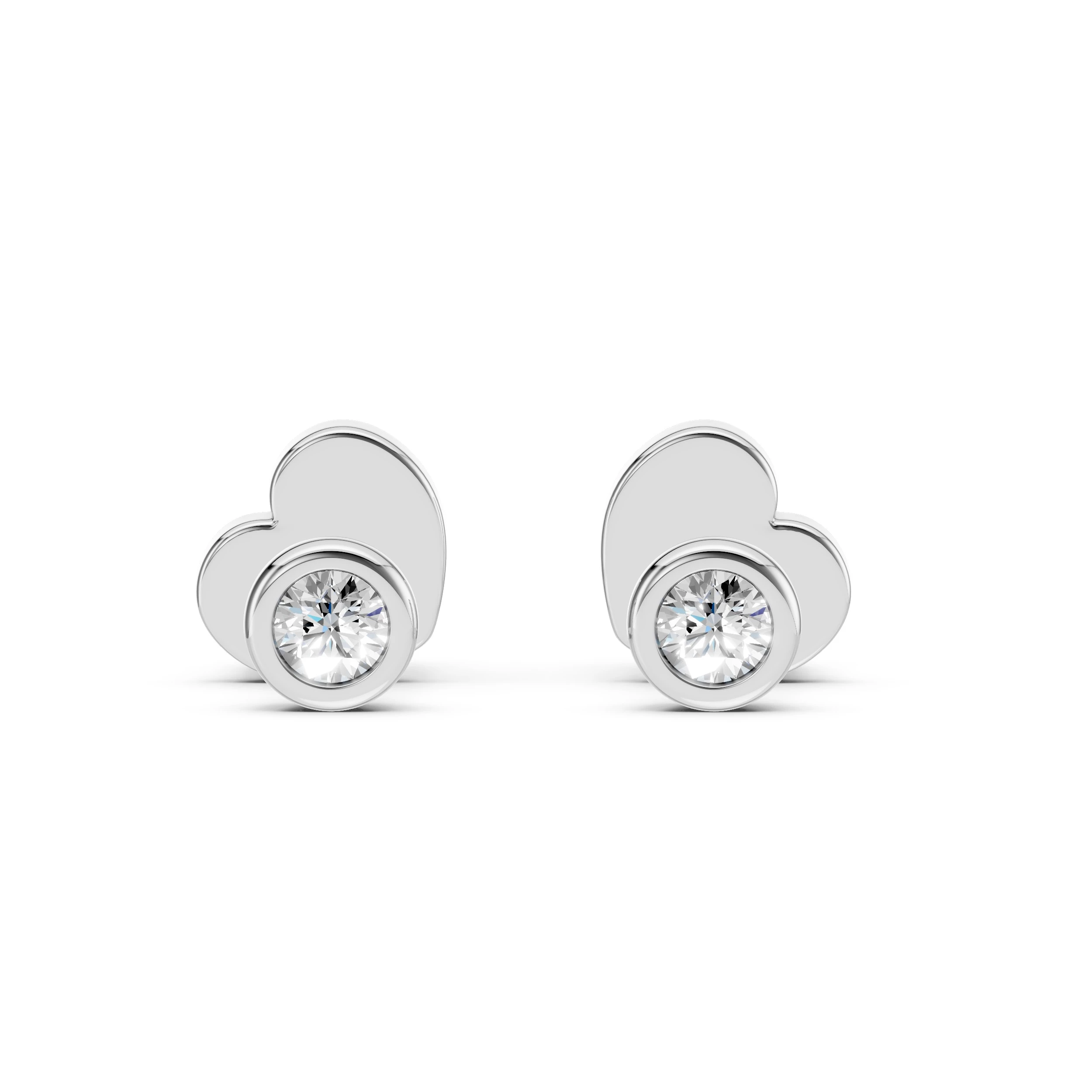 Boucles d'oreilles Zénith Infini Solitaire avec fermoir papillon ronde 0,1 ct · 2,3 mm — vue 1