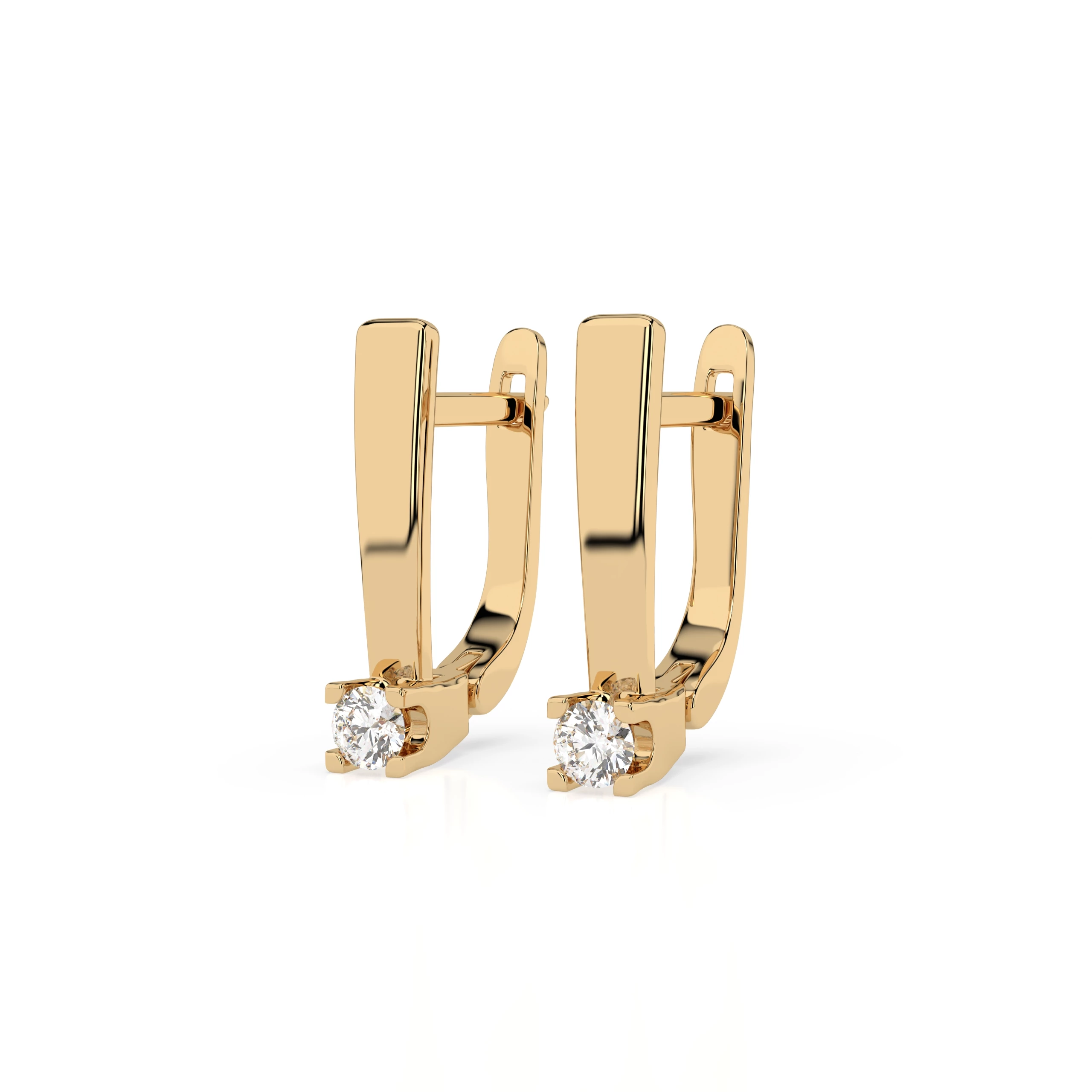 Boucles d'oreilles Aurore Lumineuse Solitaire avec fermoir anglais ronde 0,15 ct · 2,7 mm — vue 6