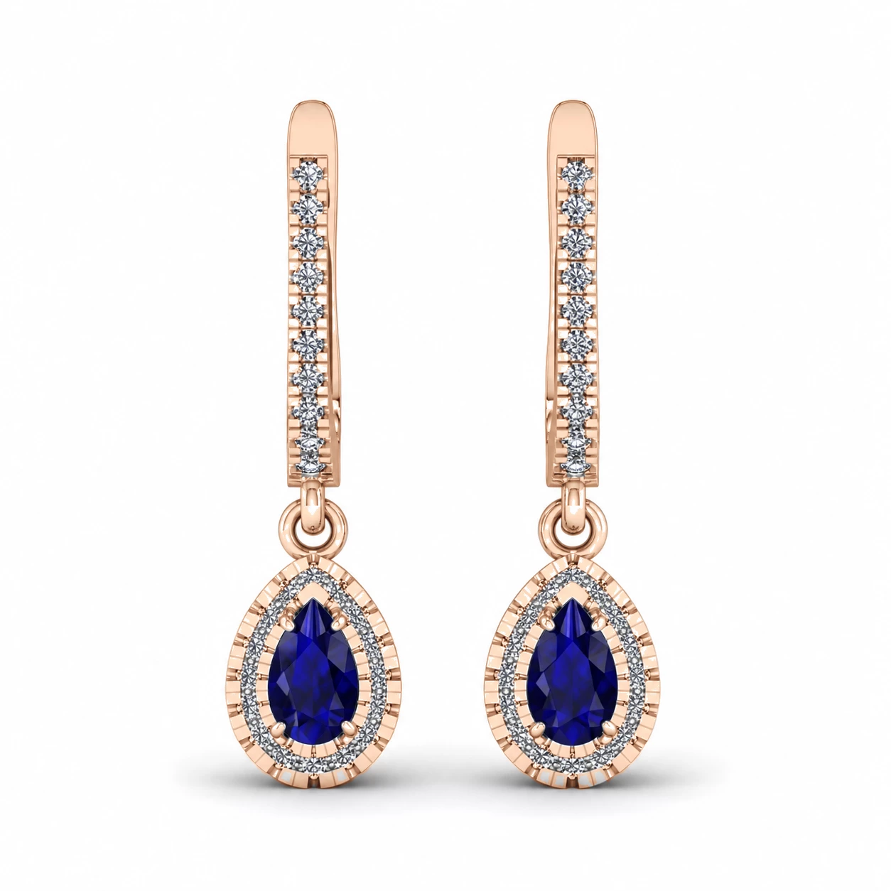 Boucles d'oreilles Orbite Radieuse Pierre Précieuse poire 0,46 ct — vue 1