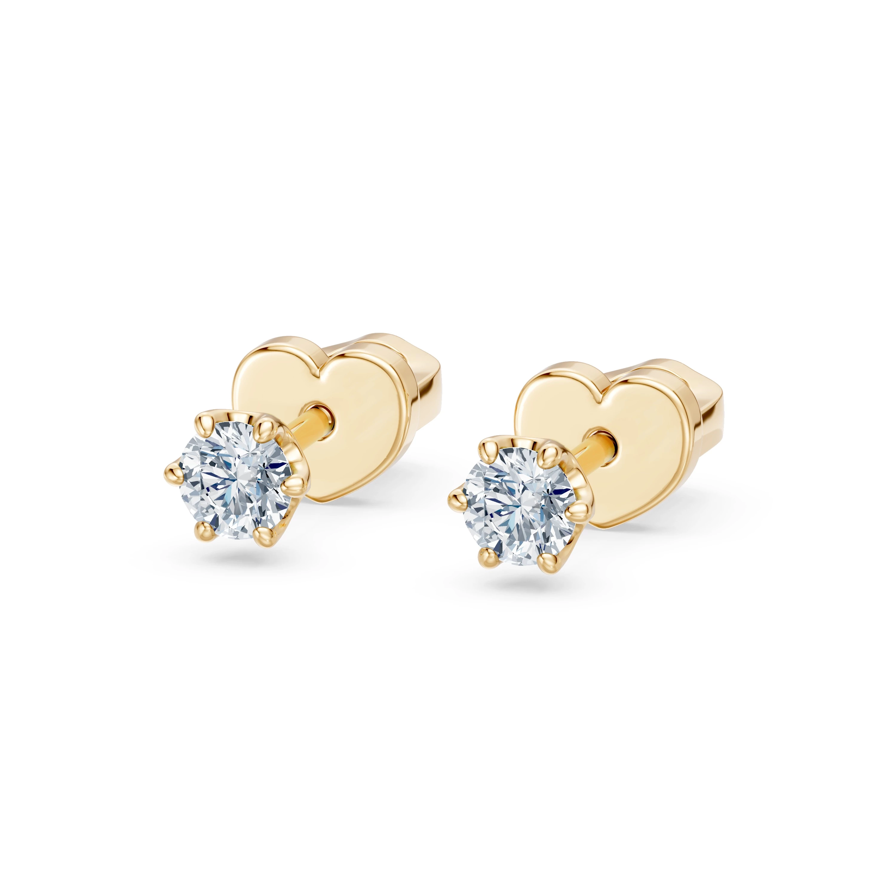 Boucles d'oreilles Comète Divine Solitaire avec fermoir papillon ronde 0,2 ct · 3,0 mm — vue 5
