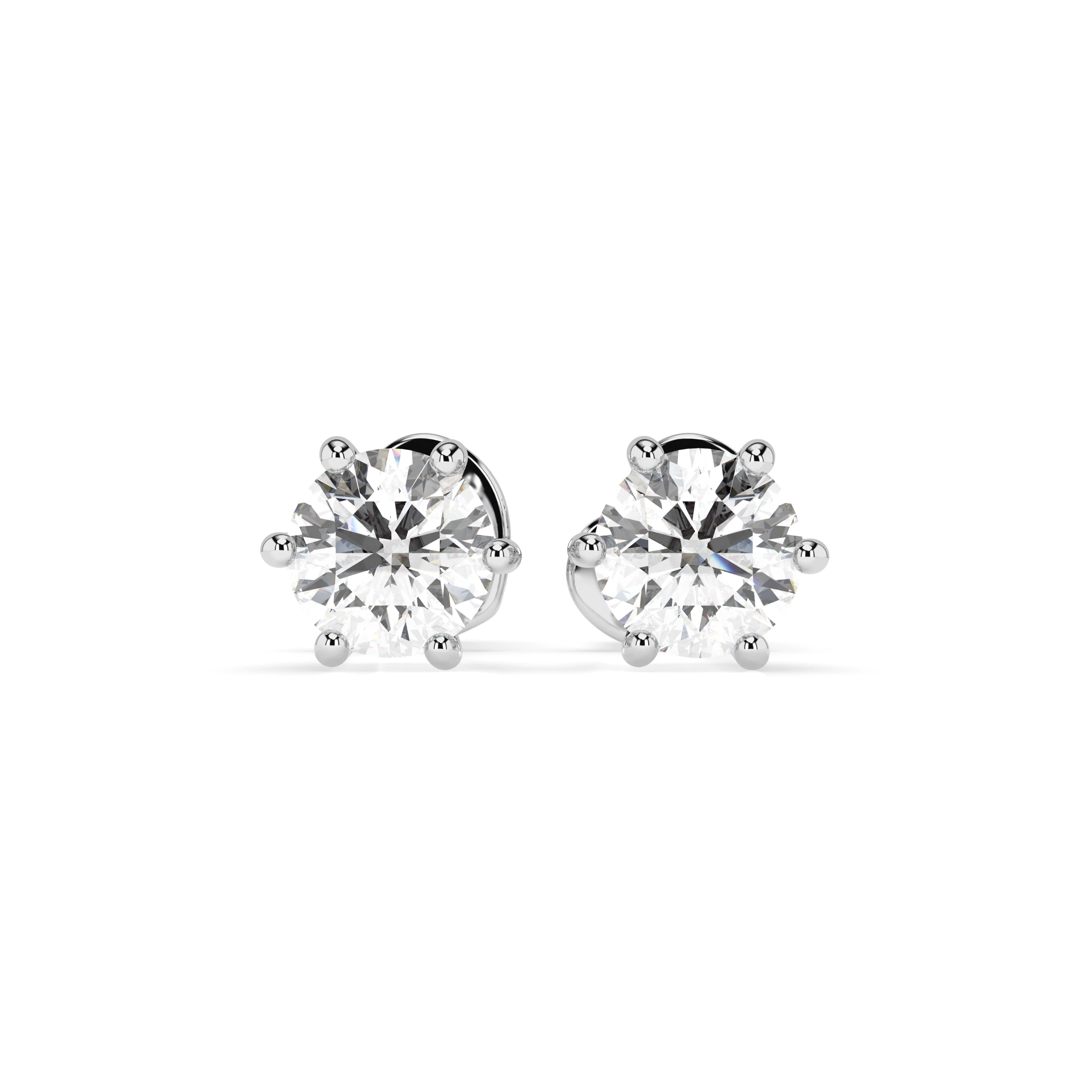 Boucles d'oreilles Éclat Doré Solitaire avec fermoir papillon ronde 0,6 ct · 4,2 mm — vue 1