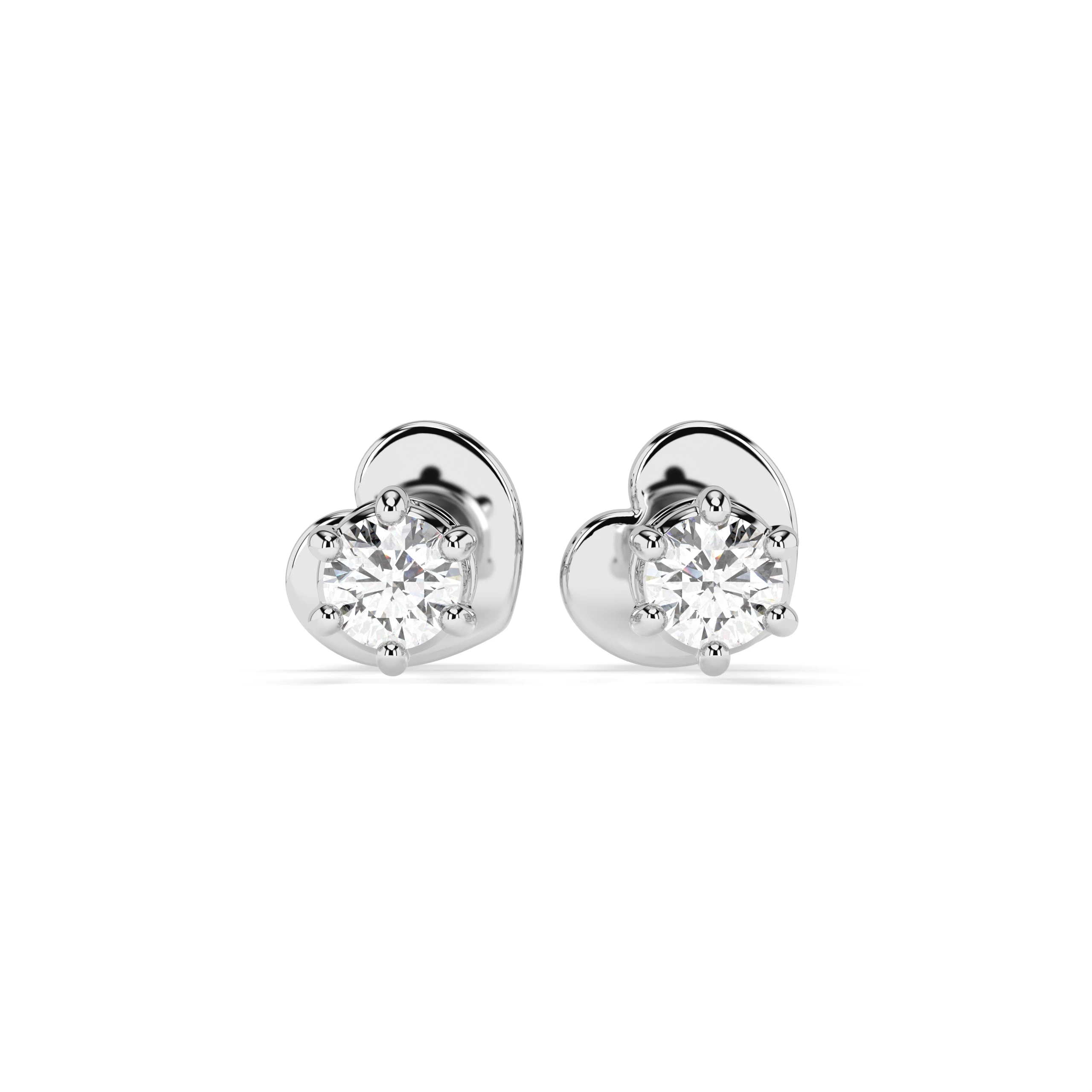Boucles d'oreilles Orbite Infinie Solitaire avec fermoir papillon ronde 0,12 ct · 2,5 mm — vue 1