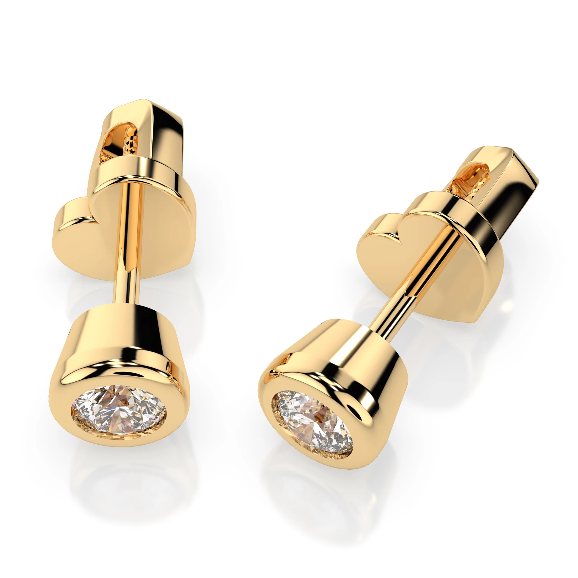 Boucles d'oreilles Aurore Cristalline Solitaire avec fermoir papillon ronde 0,3 ct · 3,4 mm — vue 5