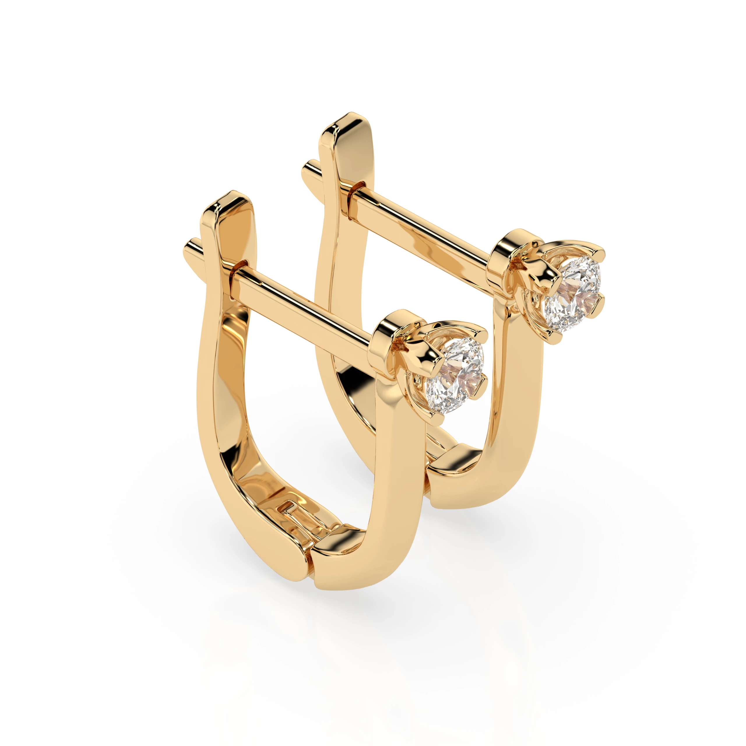 Boucles d'oreilles Soleil Argenté Solitaire avec fermoir anglais ronde 0,12 ct · 2,5 mm — vue 5