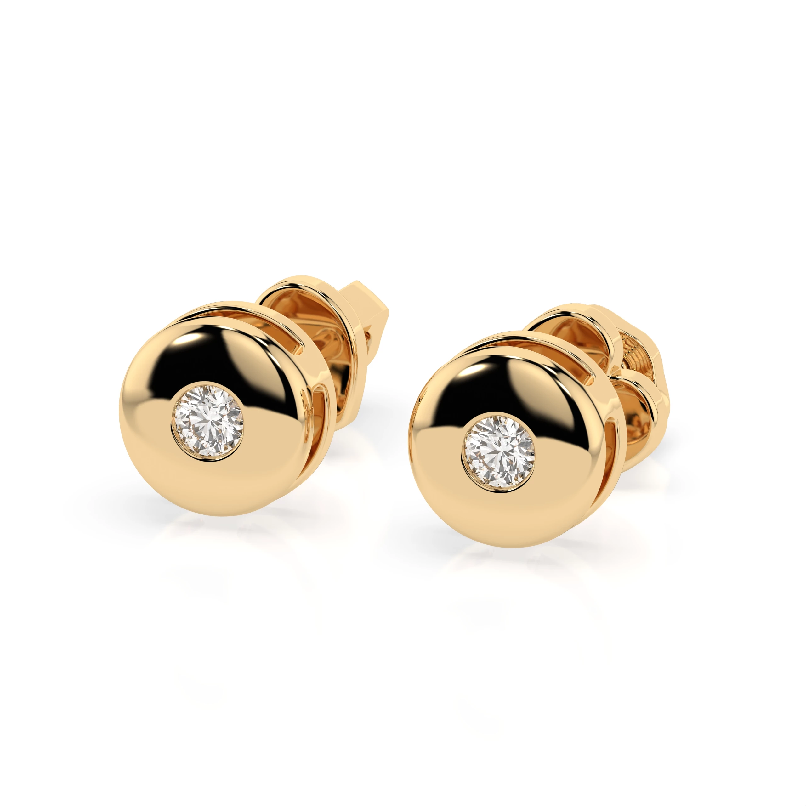 Boucles d'oreilles Lune Céleste Solitaire avec fermoir papillon ronde 0,08 ct — vue 6