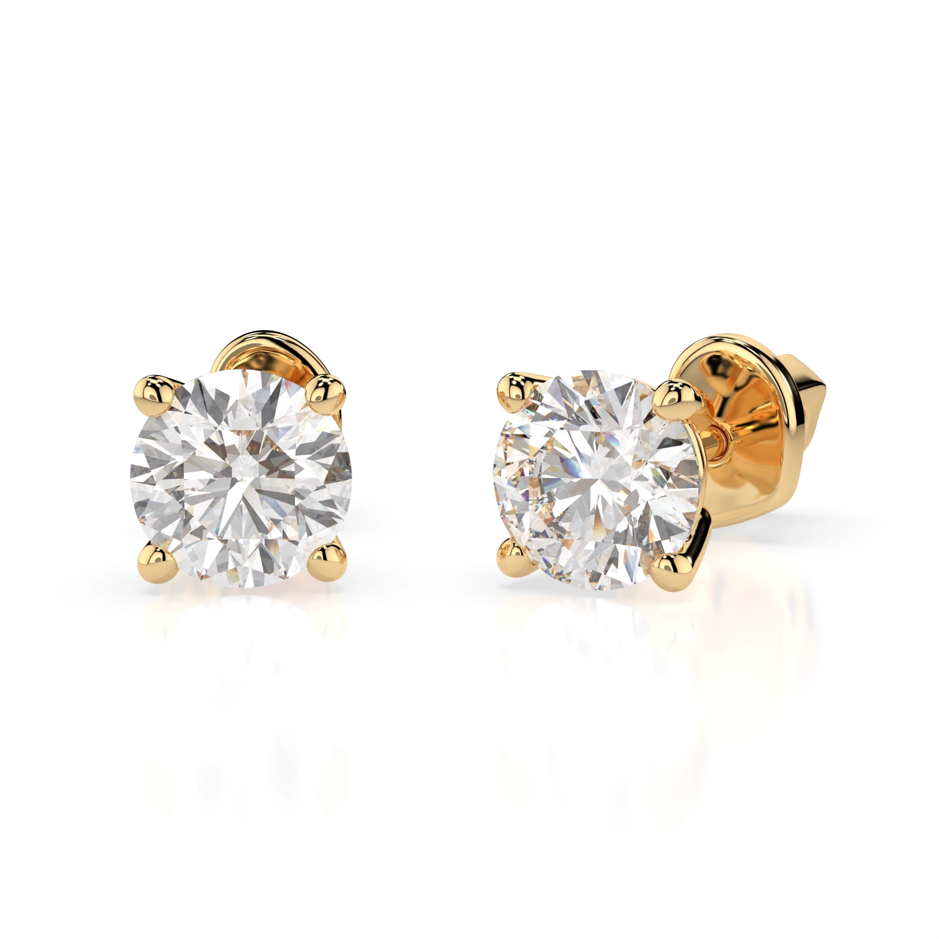 Boucles d'oreilles Beauté Intemporelle Solitaire avec fermoir papillon ronde 1 ct · 5,1 mm — vue 3