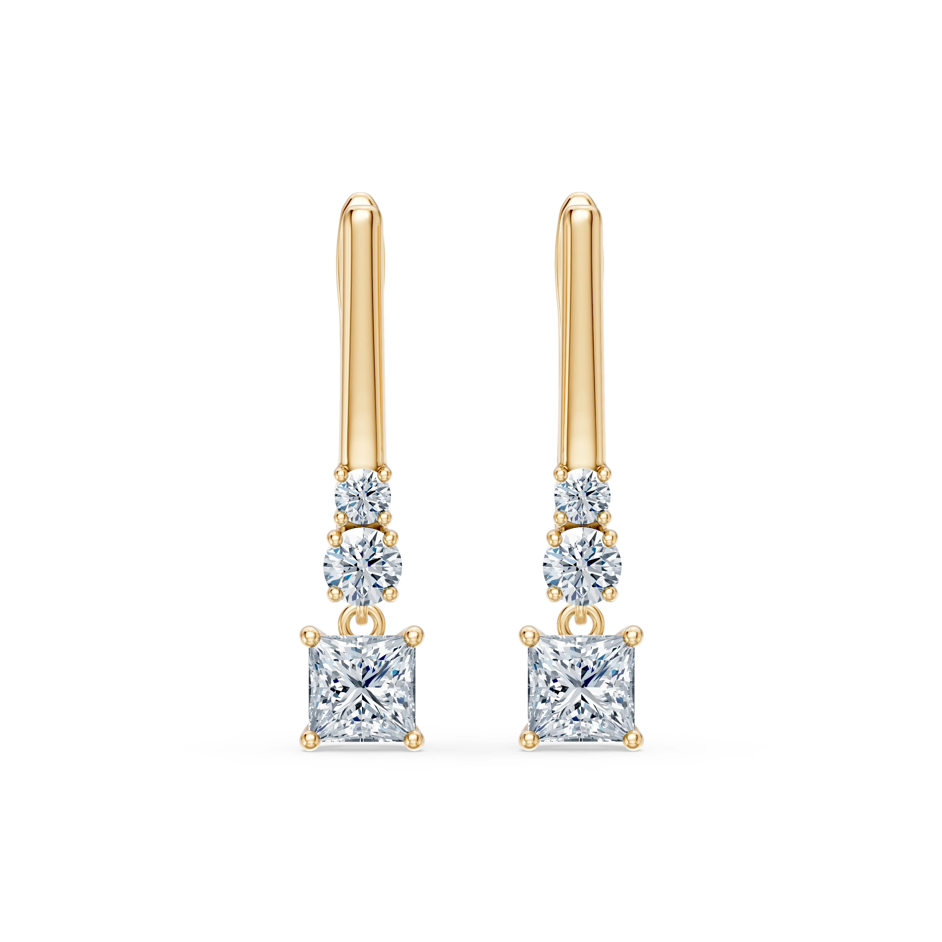 Boucles d'oreilles Émotion Radieuse Solitaire Éternité princesse 0,6 ct — vue 4