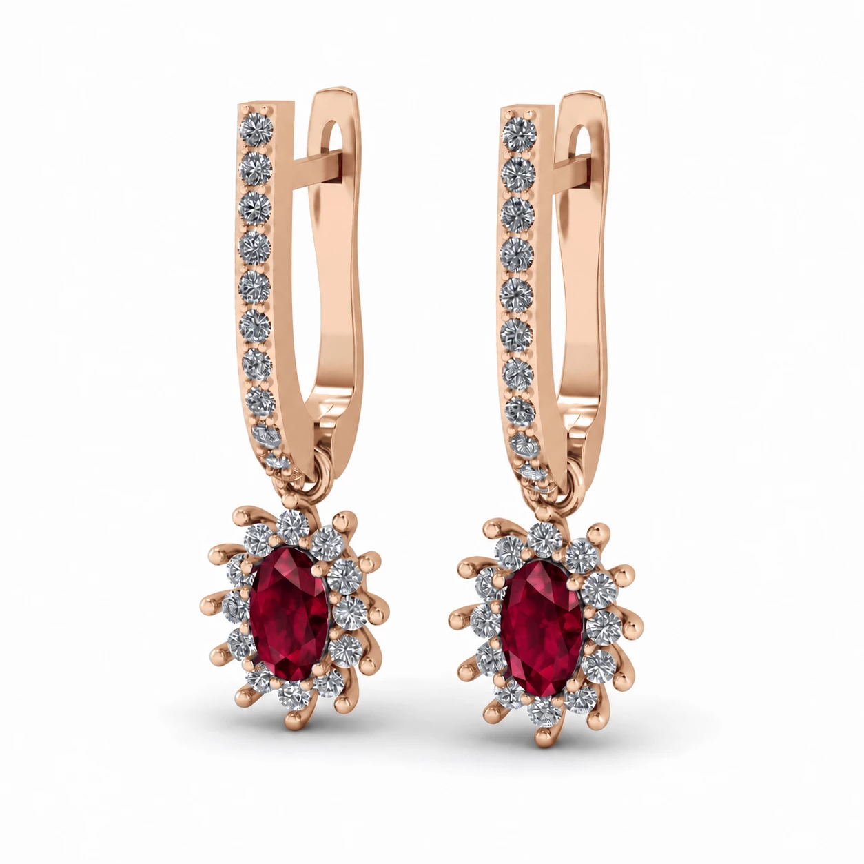 Boucles d'oreilles Cœur Éblouissant Pierre Précieuse ovale 0,52 ct — vue 1