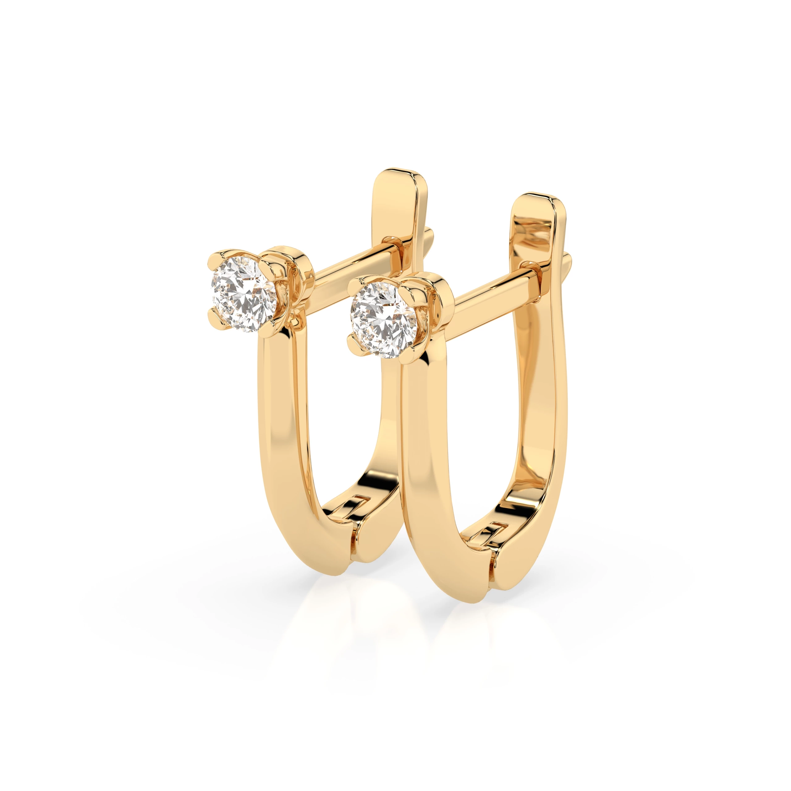Boucles d'oreilles Soleil Argenté Solitaire avec fermoir anglais ronde 0,12 ct · 2,5 mm — vue 6