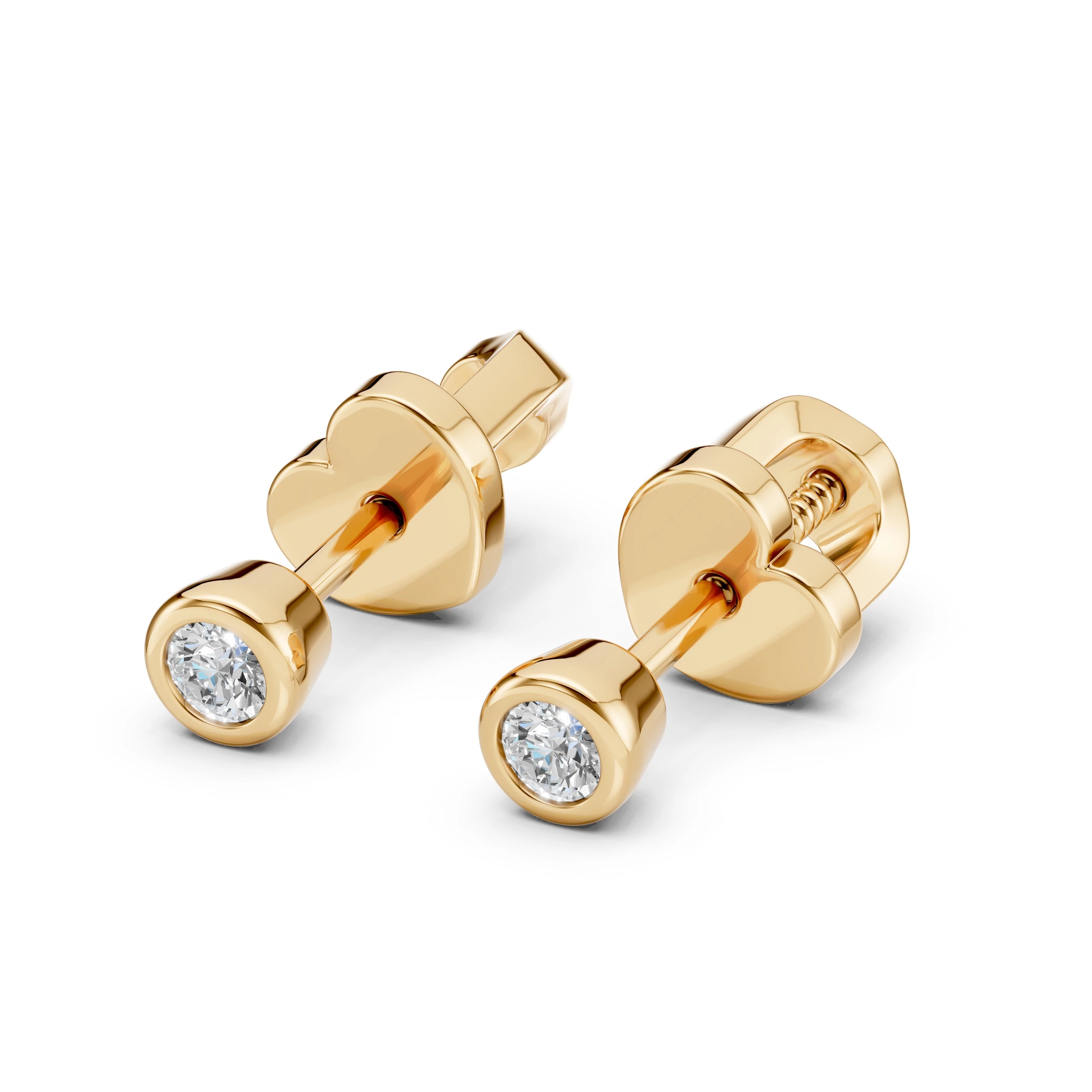 Boucles d'oreilles Zénith Infini Solitaire avec fermoir papillon ronde 0,1 ct · 2,3 mm — vue 6