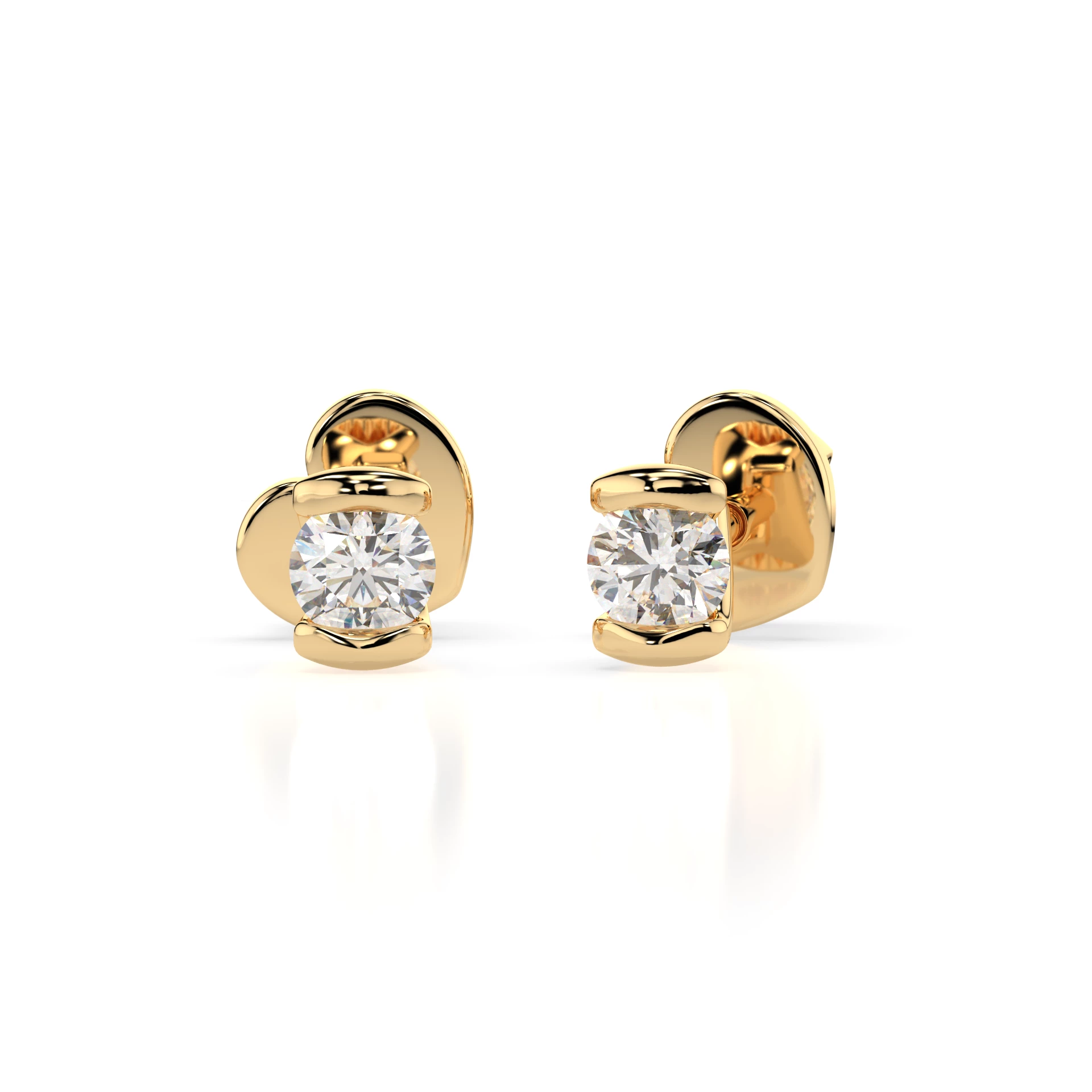 Boucles d'oreilles Lune Éternelle Solitaire avec fermoir papillon ronde 0,3 ct · 3,4 mm — vue 4