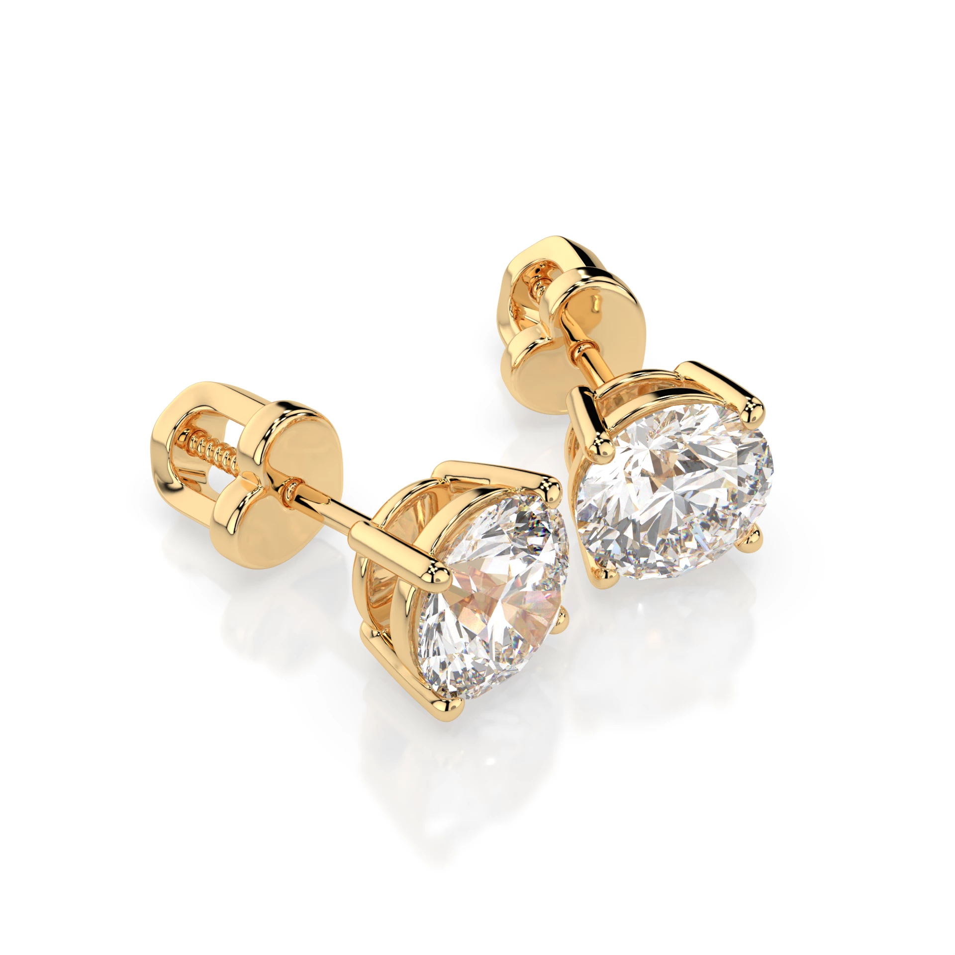 Boucles d'oreilles Finesse Incomparable Solitaire avec fermoir papillon ronde 2 ct · 6,5 mm — vue 6