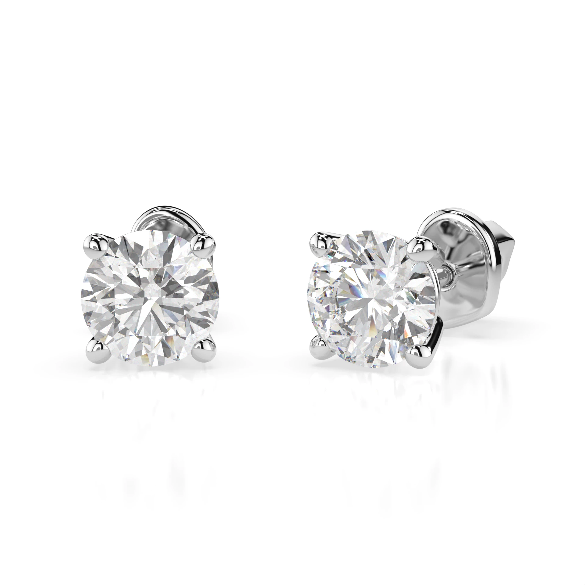 Boucles d'oreilles Astre Céleste Solitaire avec fermoir papillon ronde 0,8 ct · 4,7 mm — vue 1