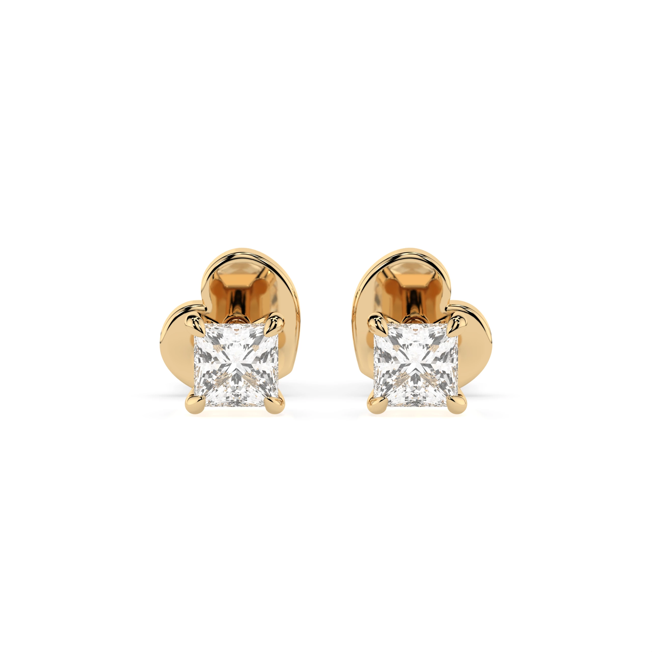 Boucles d'oreilles Comète Impériale Solitaire avec fermoir papillon princesse 0,2 ct · 2,5 mm — vue 4