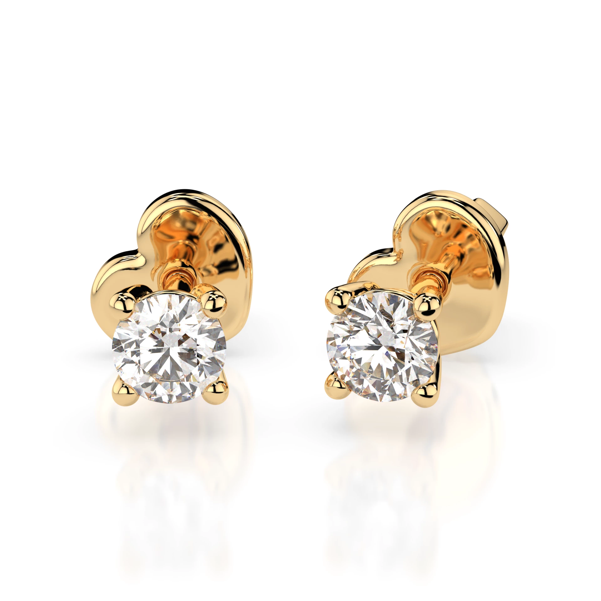 Boucles d'oreilles Cosmos Divin Solitaire avec fermoir papillon ronde 0,3 ct · 3,4 mm — vue 4