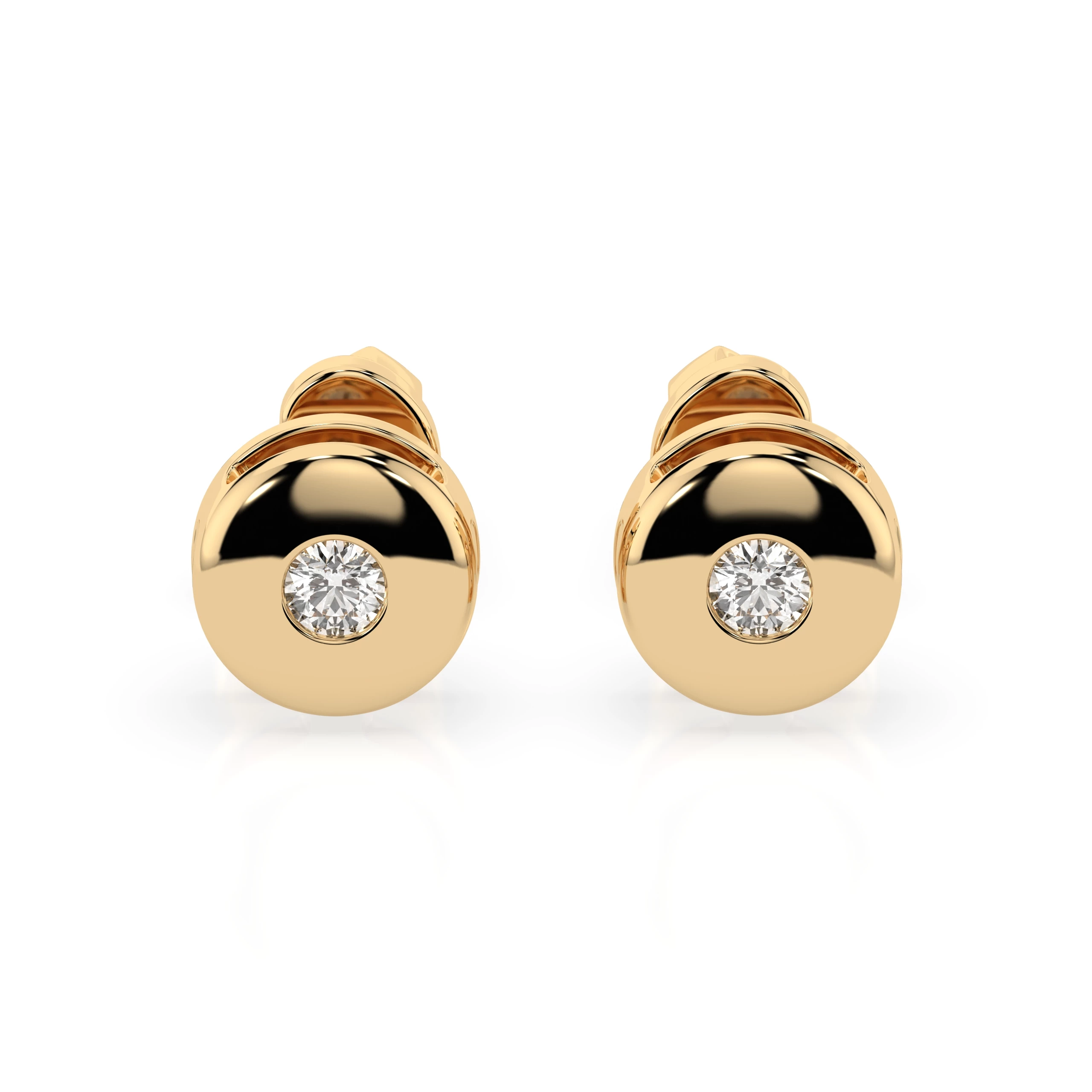 Boucles d'oreilles Lune Céleste Solitaire avec fermoir papillon ronde 0,08 ct — vue 4