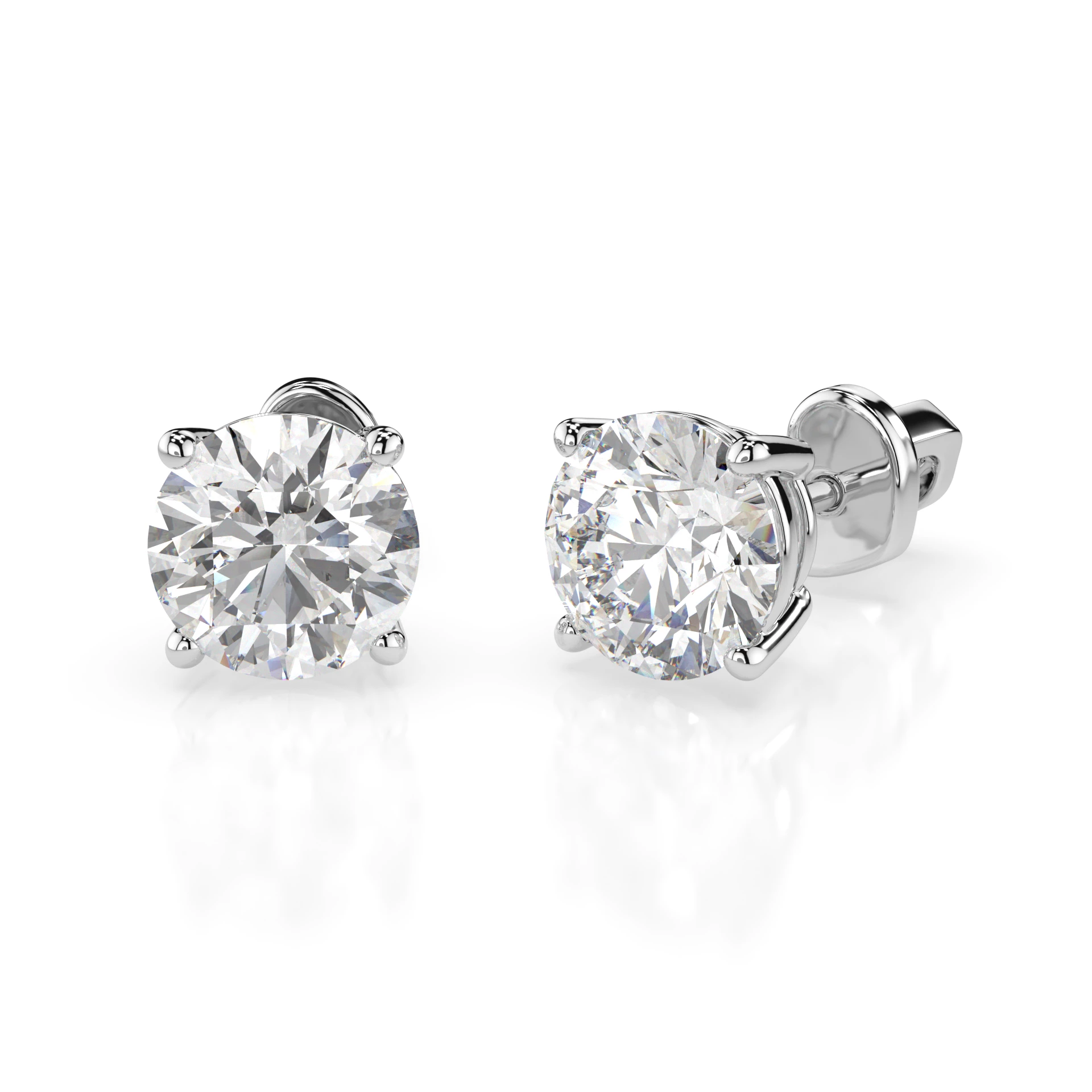 Boucles d'oreilles Finesse Incomparable Solitaire avec fermoir papillon ronde 2 ct · 6,5 mm — vue 1