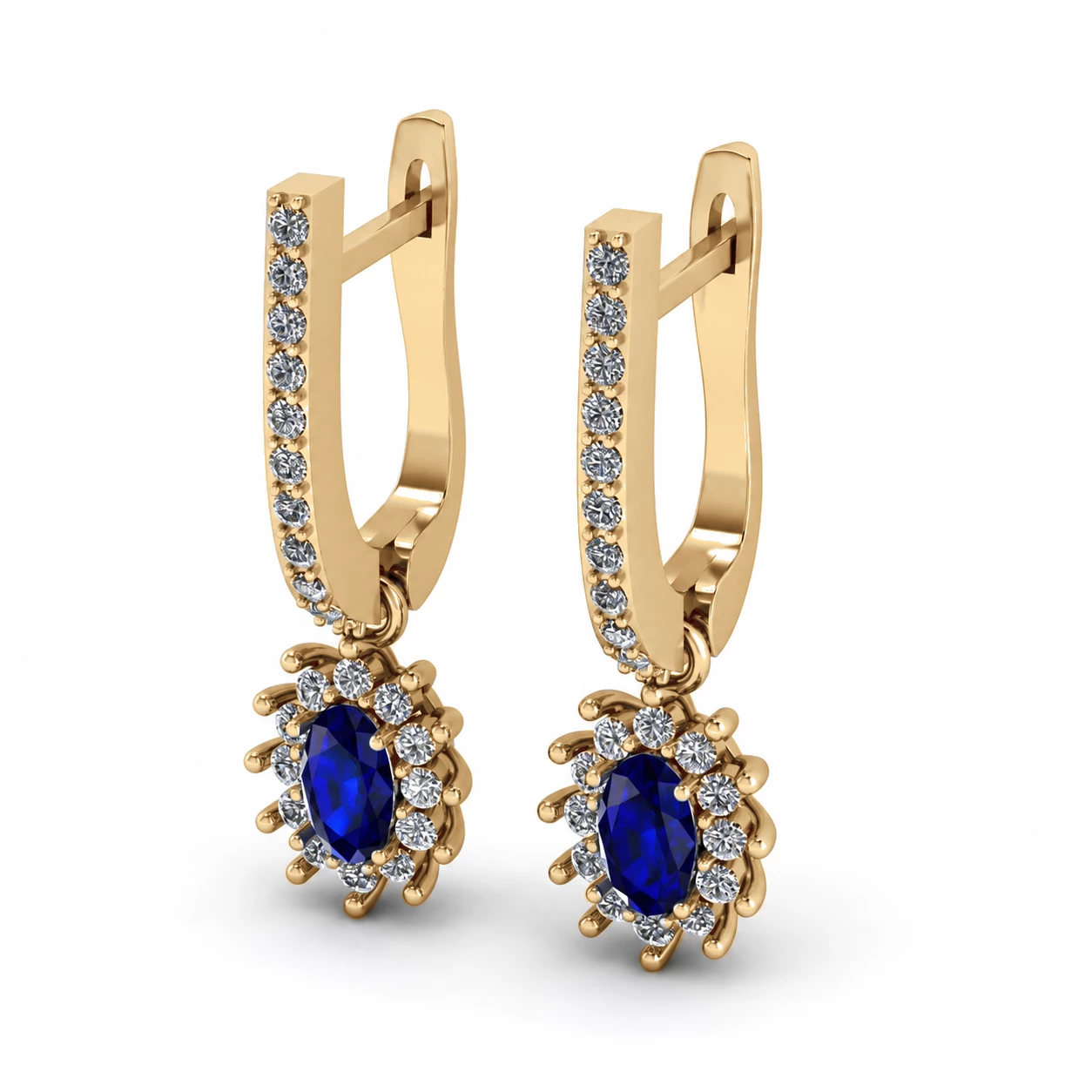 Boucles d'oreilles Galaxie Dorée Pierre Précieuse ovale 0,62 ct — vue 7