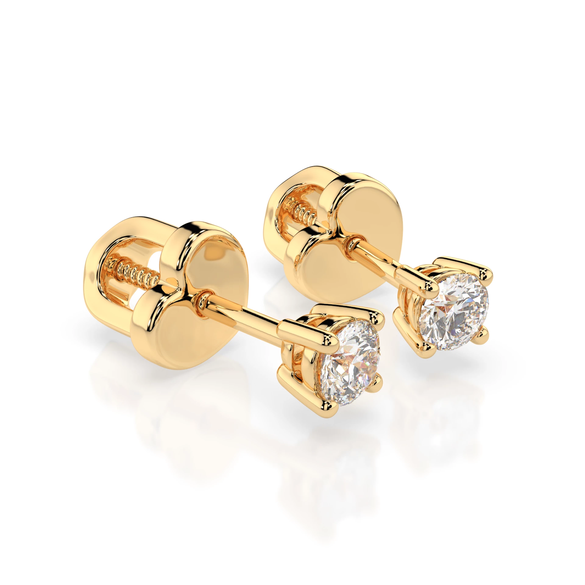 Boucles d'oreilles Cosmos Divin Solitaire avec fermoir papillon ronde 0,3 ct · 3,4 mm — vue 6