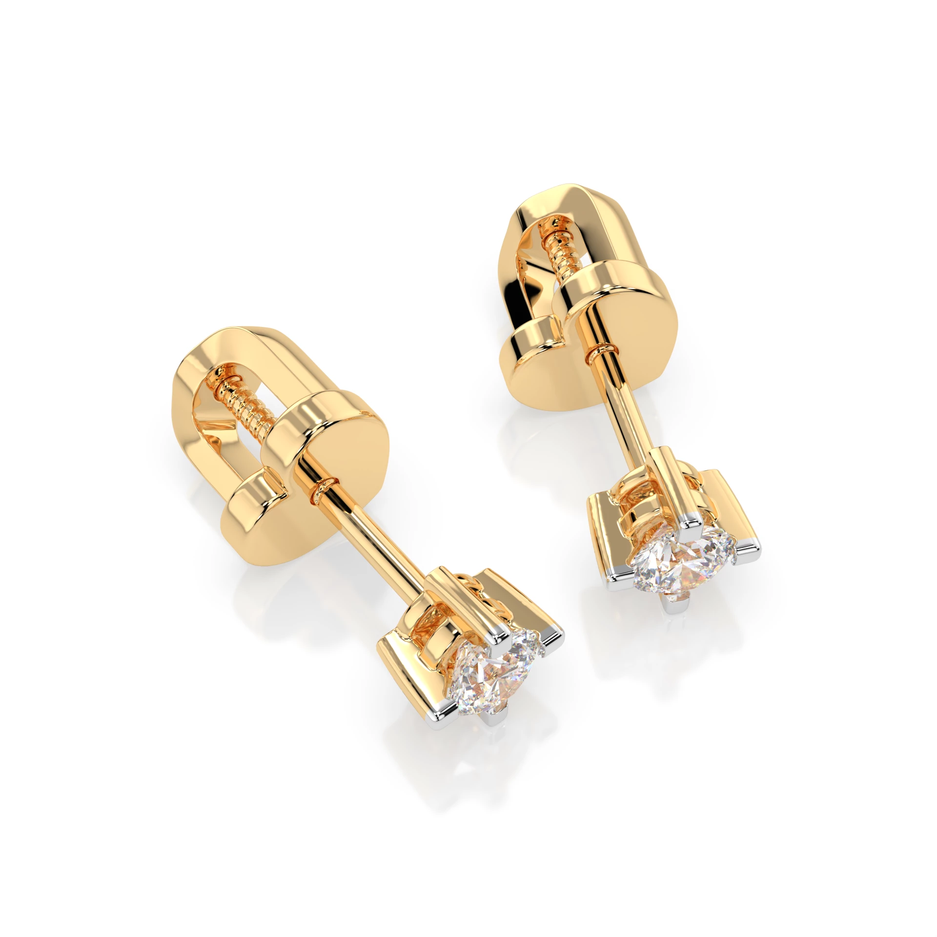 Boucles d'oreilles Horizon Infini Solitaire avec fermoir papillon ronde 0,2 ct · 3,0 mm — vue 6