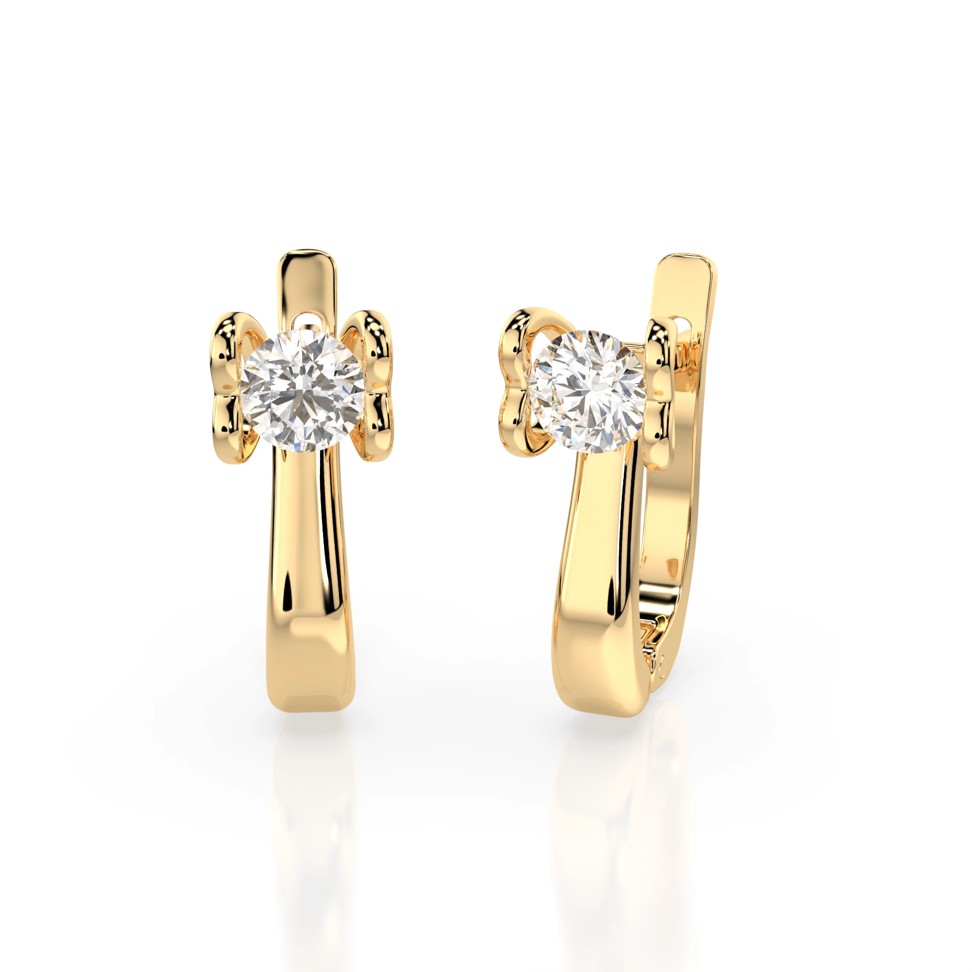 Boucles d'oreilles Voie Lactée Étoilée Solitaire avec fermoir anglais ronde 0,5 ct · 4,0 mm — vue 6