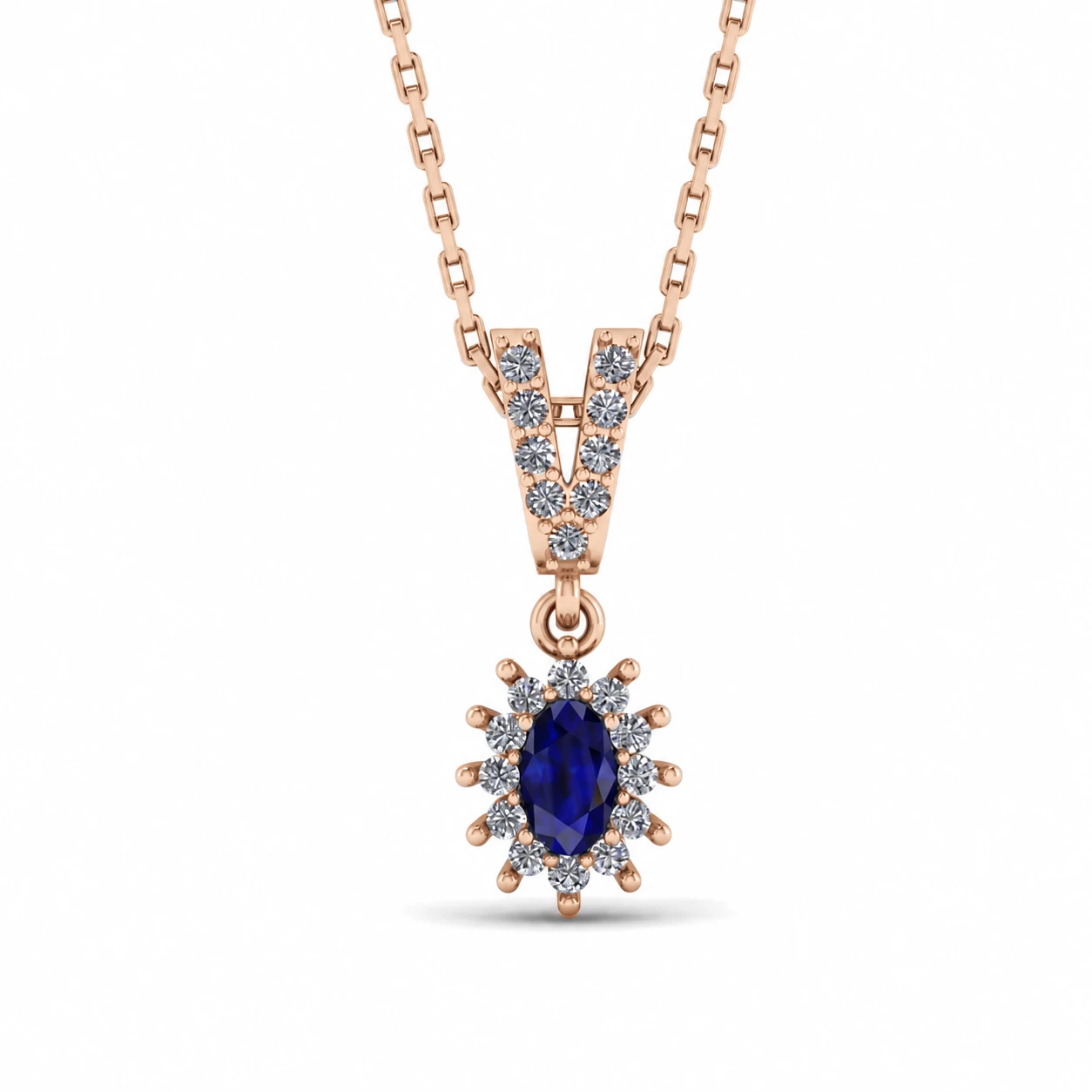 Collier Astre Doré Pierre Précieuse ovale 0,31 ct — vue 1