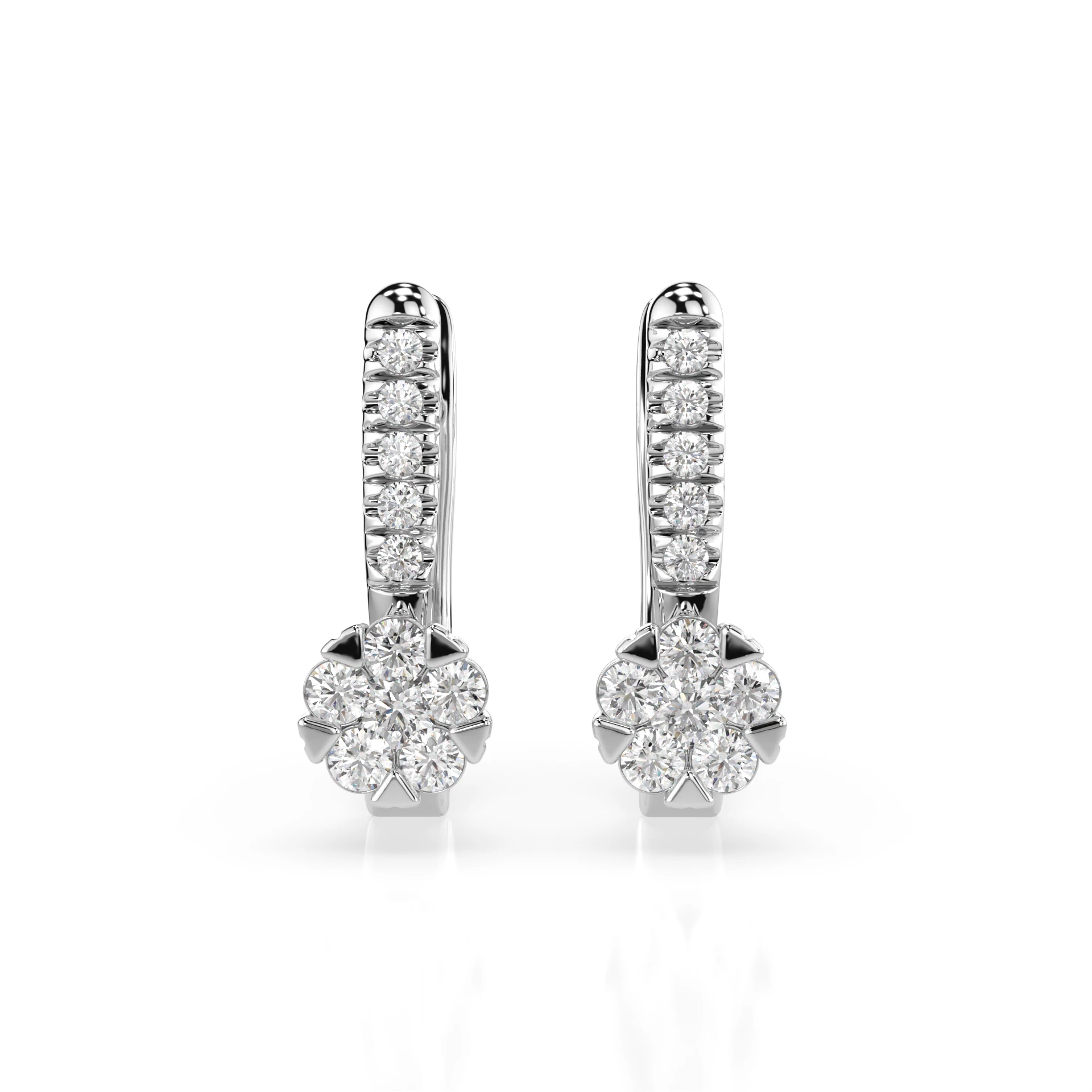 Boucles d'oreilles Comète Lumineuse Illusion ronde 0,06 ct — vue 1