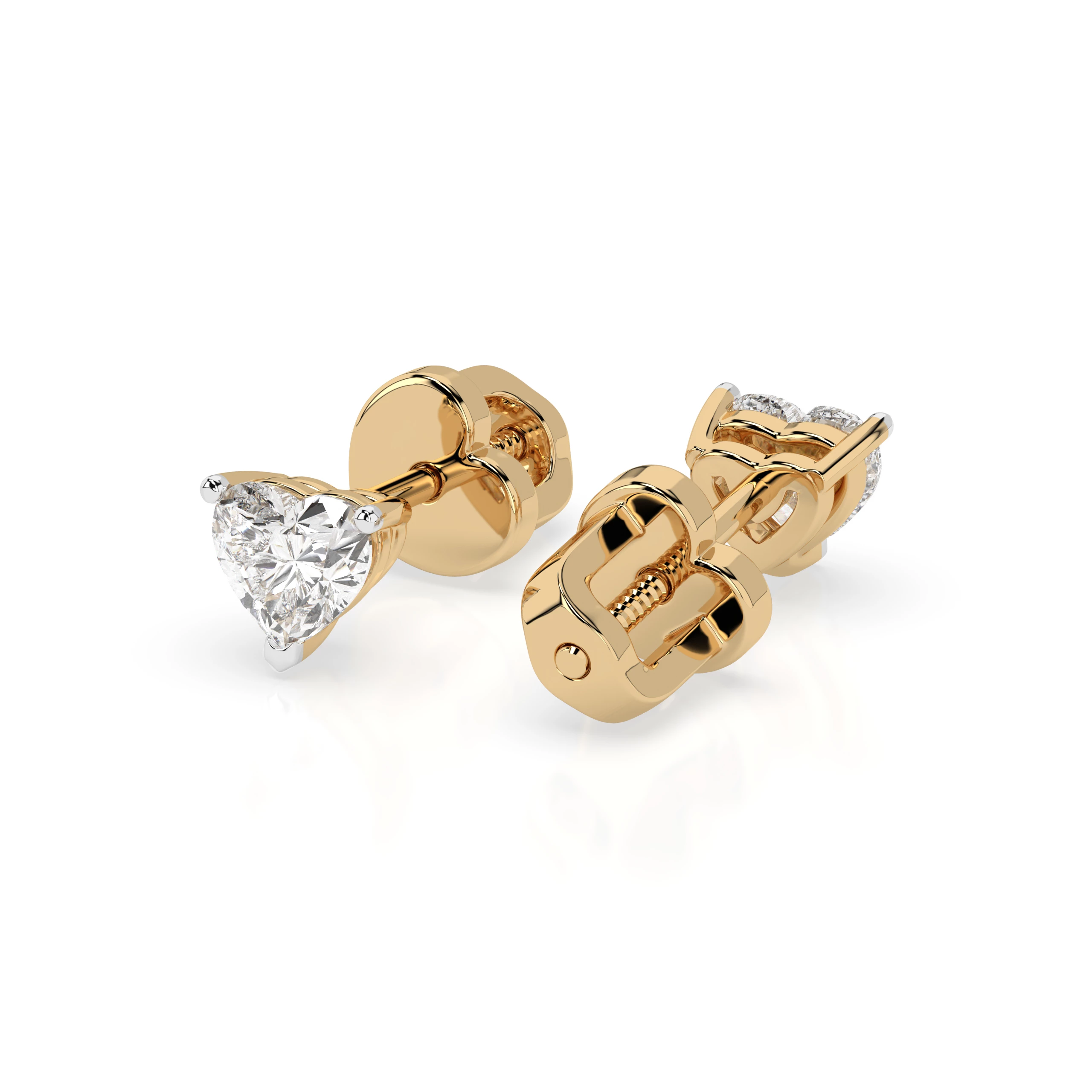 Boucles d'oreilles Ciel Mystérieux Solitaire avec fermoir papillon cœur 0,6 ct — vue 6