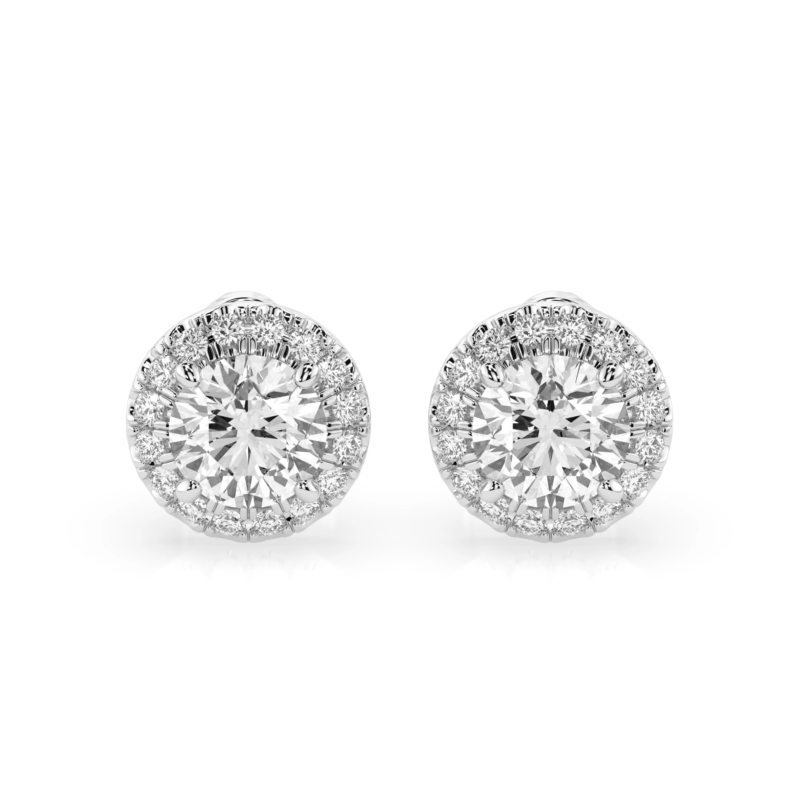 Boucles d'oreilles Cœur Délicat Solitaire Éternité ronde 1 ct · 5,1 mm — vue 1