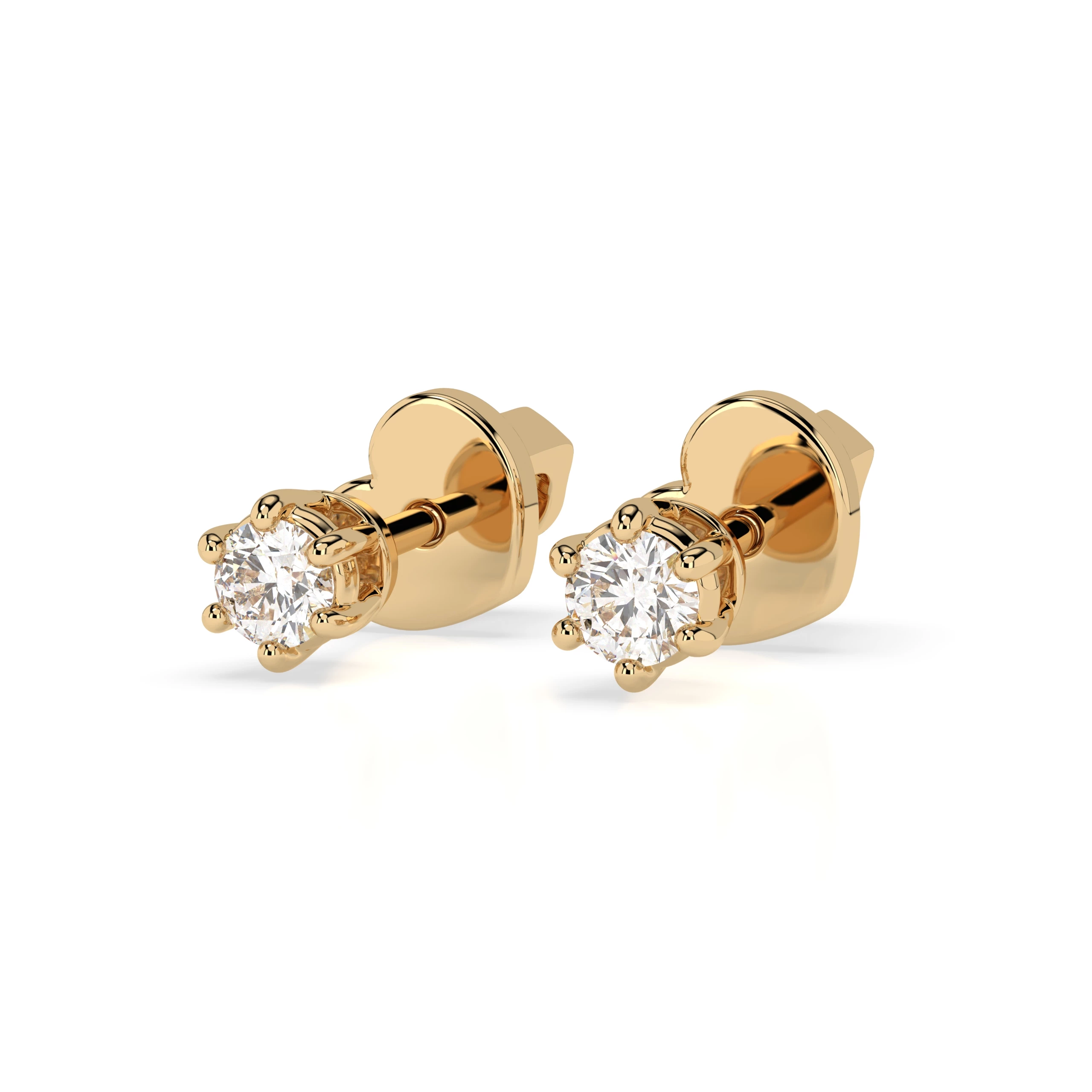 Boucles d'oreilles Orbite Infinie Solitaire avec fermoir papillon ronde 0,12 ct · 2,5 mm — vue 6