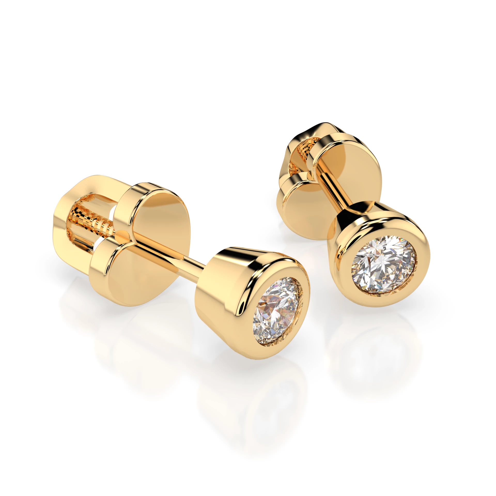 Boucles d'oreilles Aurore Cristalline Solitaire avec fermoir papillon ronde 0,3 ct · 3,4 mm — vue 6