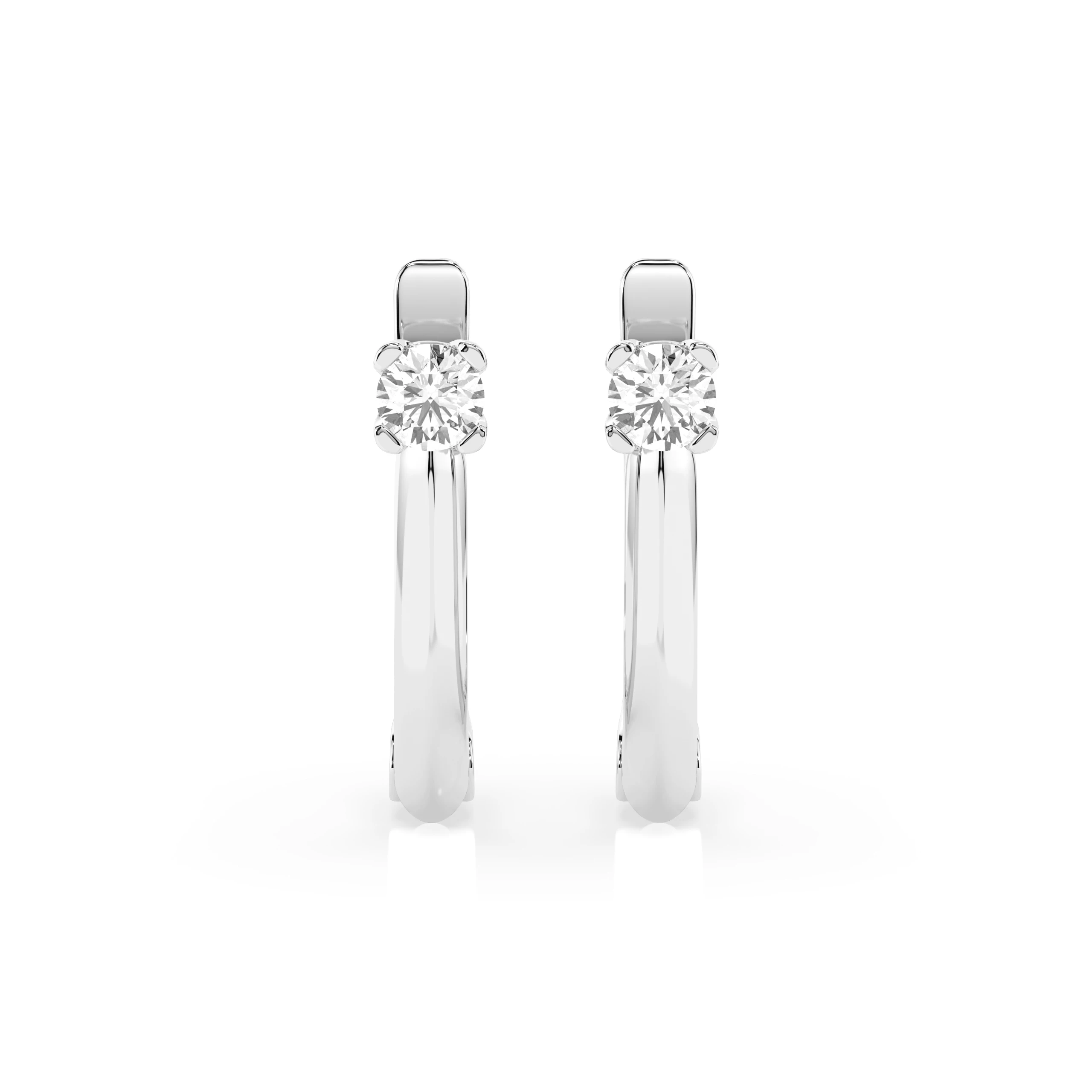 Boucles d'oreilles Soleil Argenté Solitaire avec fermoir anglais ronde 0,12 ct · 2,5 mm — vue 1