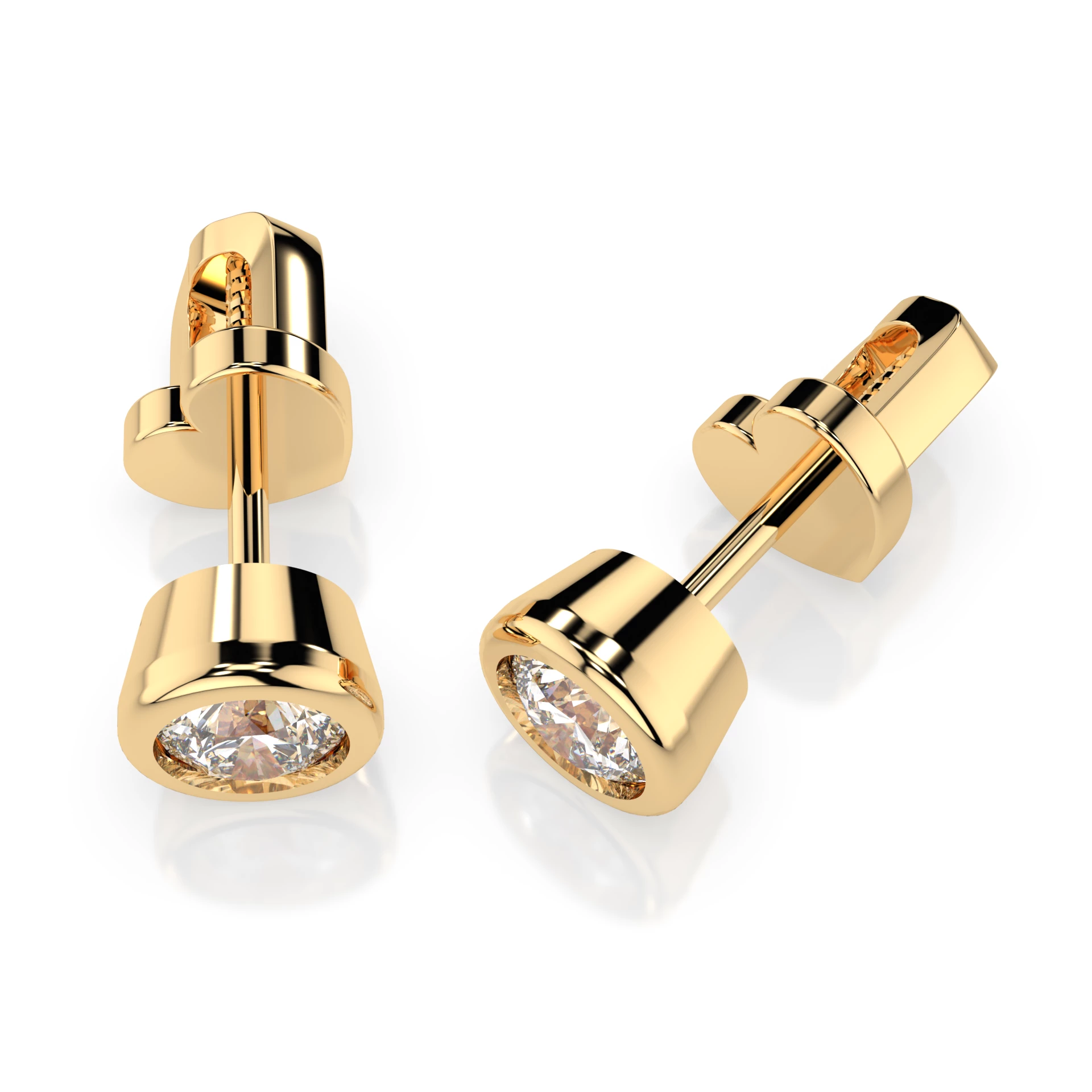 Boucles d'oreilles Comète Sacrée Solitaire avec fermoir papillon ronde 0,6 ct · 4,2 mm — vue 5