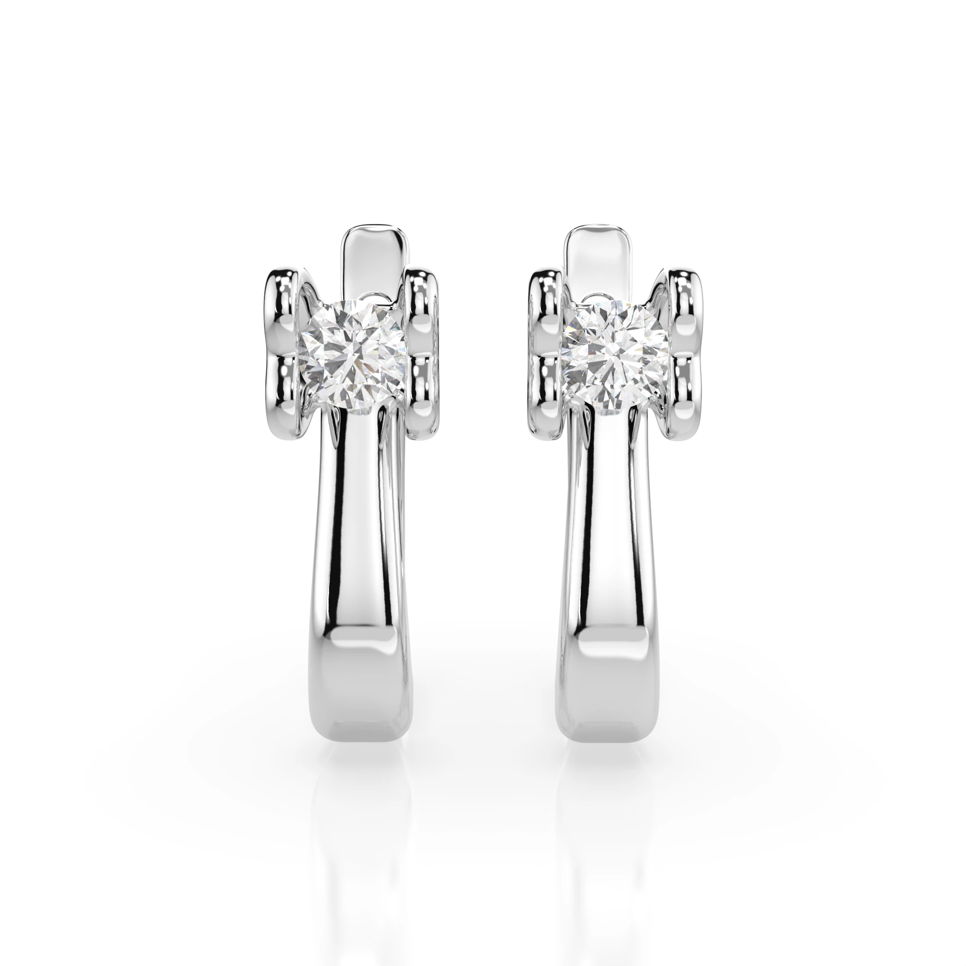 Boucles d'oreilles Crépuscule Étoilé Solitaire avec fermoir anglais ronde 0,2 ct · 3,0 mm — vue 1