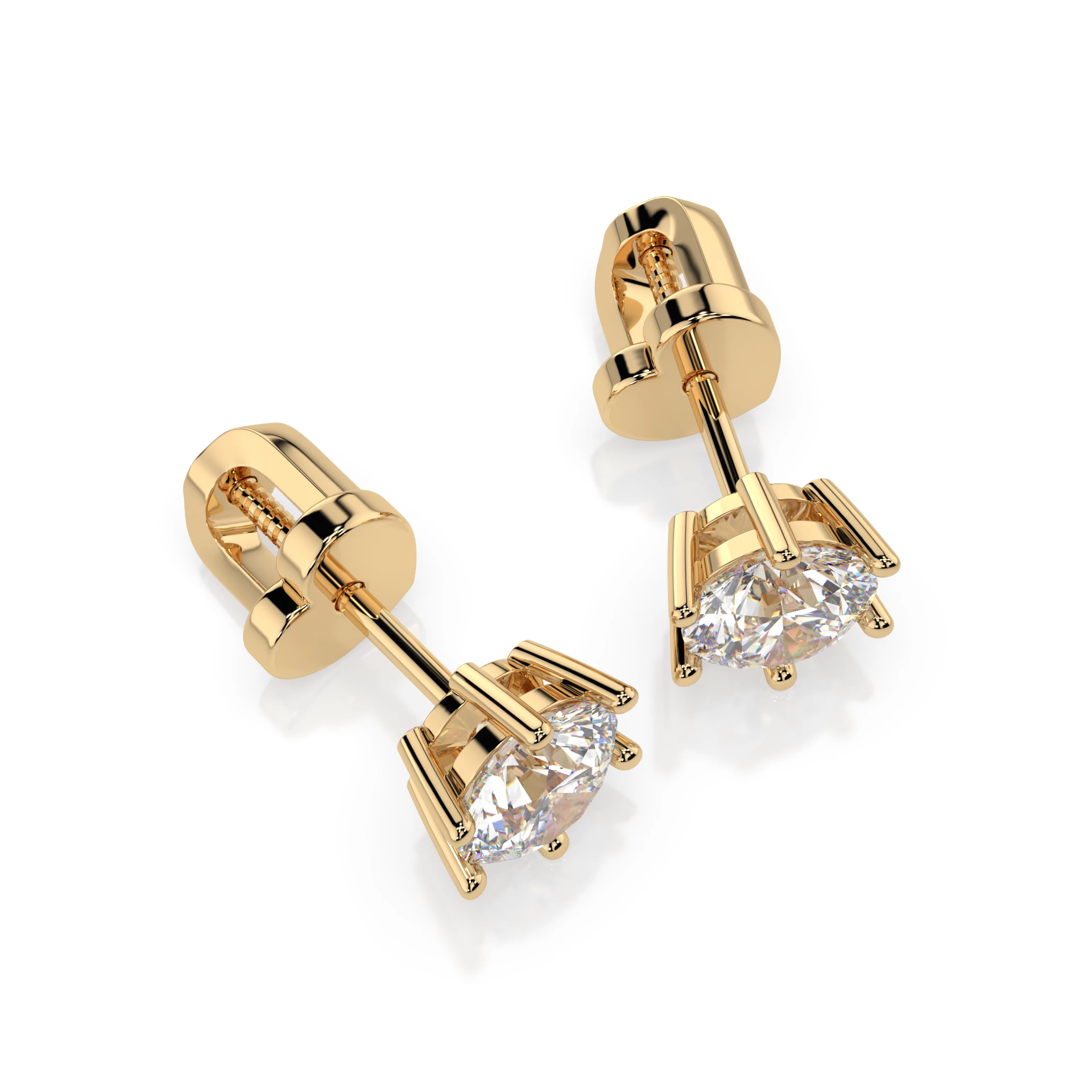 Boucles d'oreilles Firmament Étoilé Solitaire avec fermoir papillon ronde 0,8 ct · 4,7 mm — vue 5
