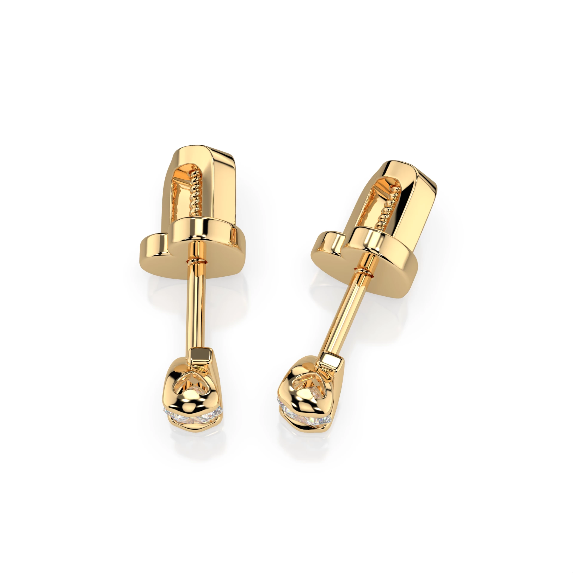 Boucles d'oreilles Lune Éternelle Solitaire avec fermoir papillon ronde 0,3 ct · 3,4 mm — vue 5